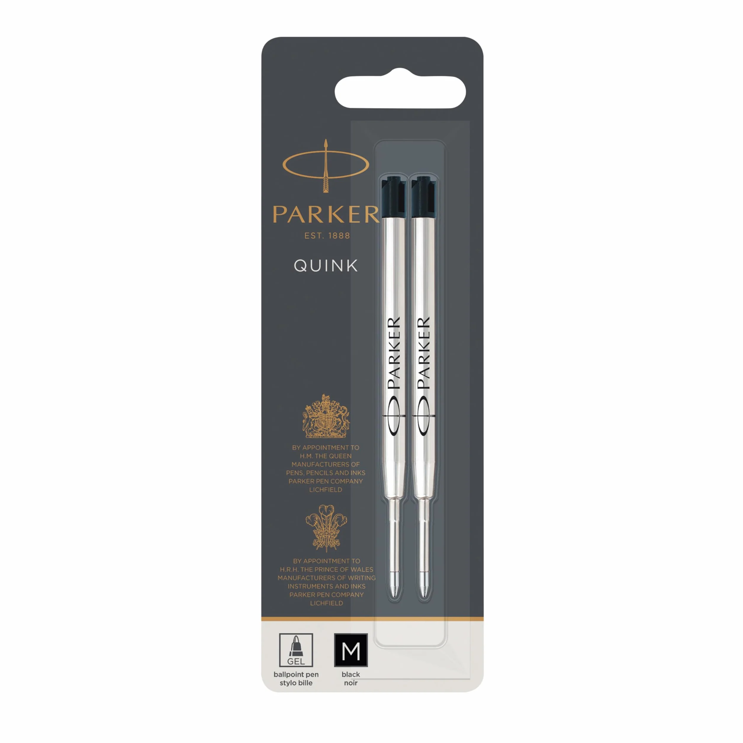 Parker QUINK ricariche inchiostro gel punta media 0,7 mm nero 2 pezzi