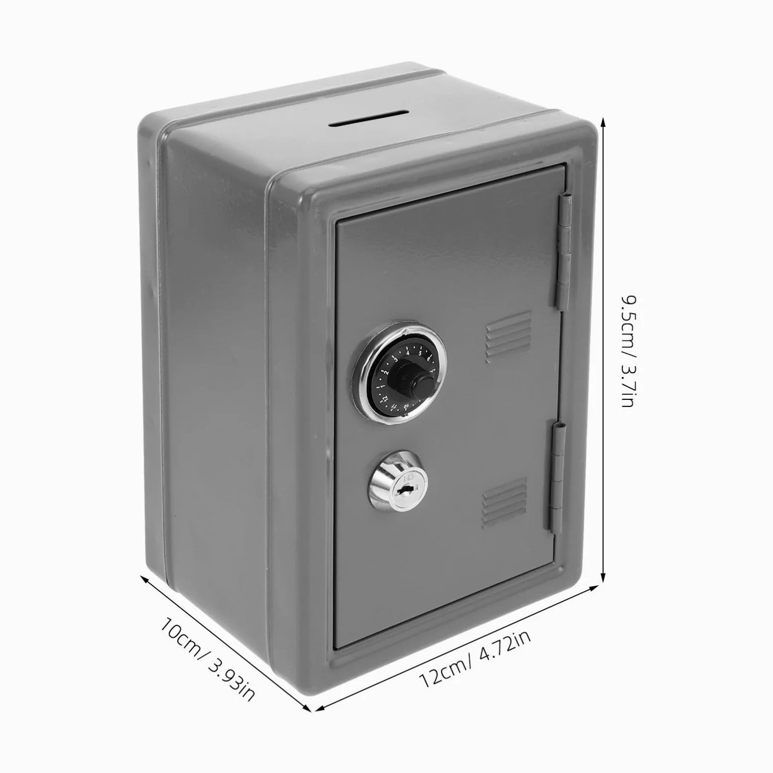 HOMSFOU Cassaforte Portatile in Ferro Argento Serratura e Slot per Monete, Mini Scatola di Sicurezza Decorativa per Casa e Ufficio