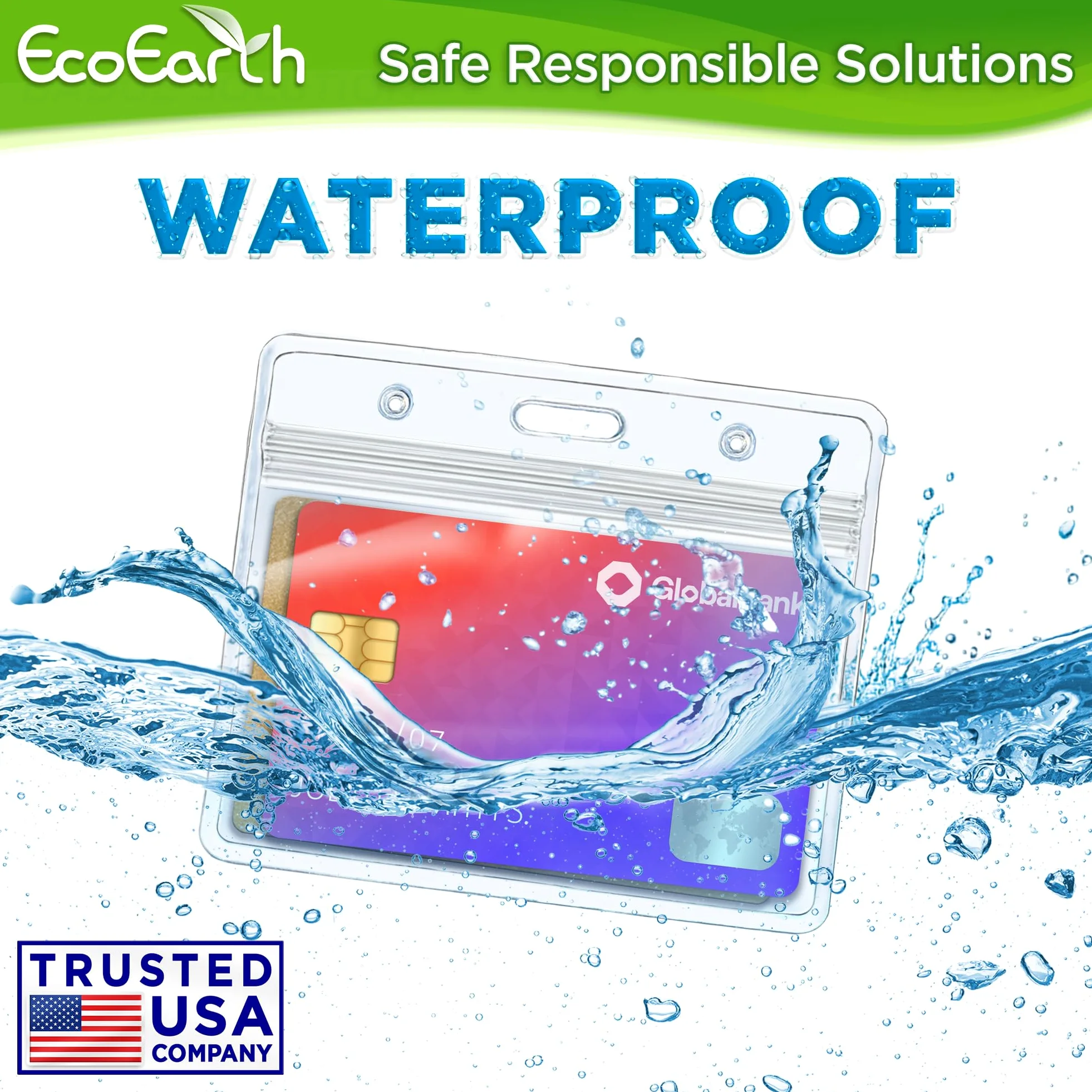 EcoEarth - Porta badge orizzontale in plastica, 2,25 x 3,5 mm