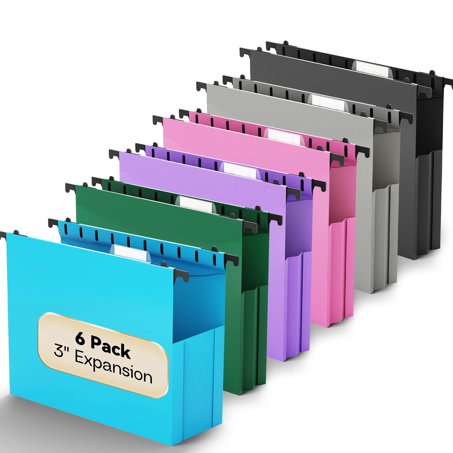 Cartella in plastica extra capiente da appendere, confezione da 12 cartelle espandibili da appendere, formato lettera, resistenti, espandibili da 7,6 cm, cartelle sospese rinforzate progettate