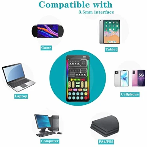 Cambia Voce Portatile, Travestimento Vocale Bluetooth Portatile con 8 Effetti Sonori, Luci a LED, Voce Regolabile, Modulatore Vocale per Giochi per PC