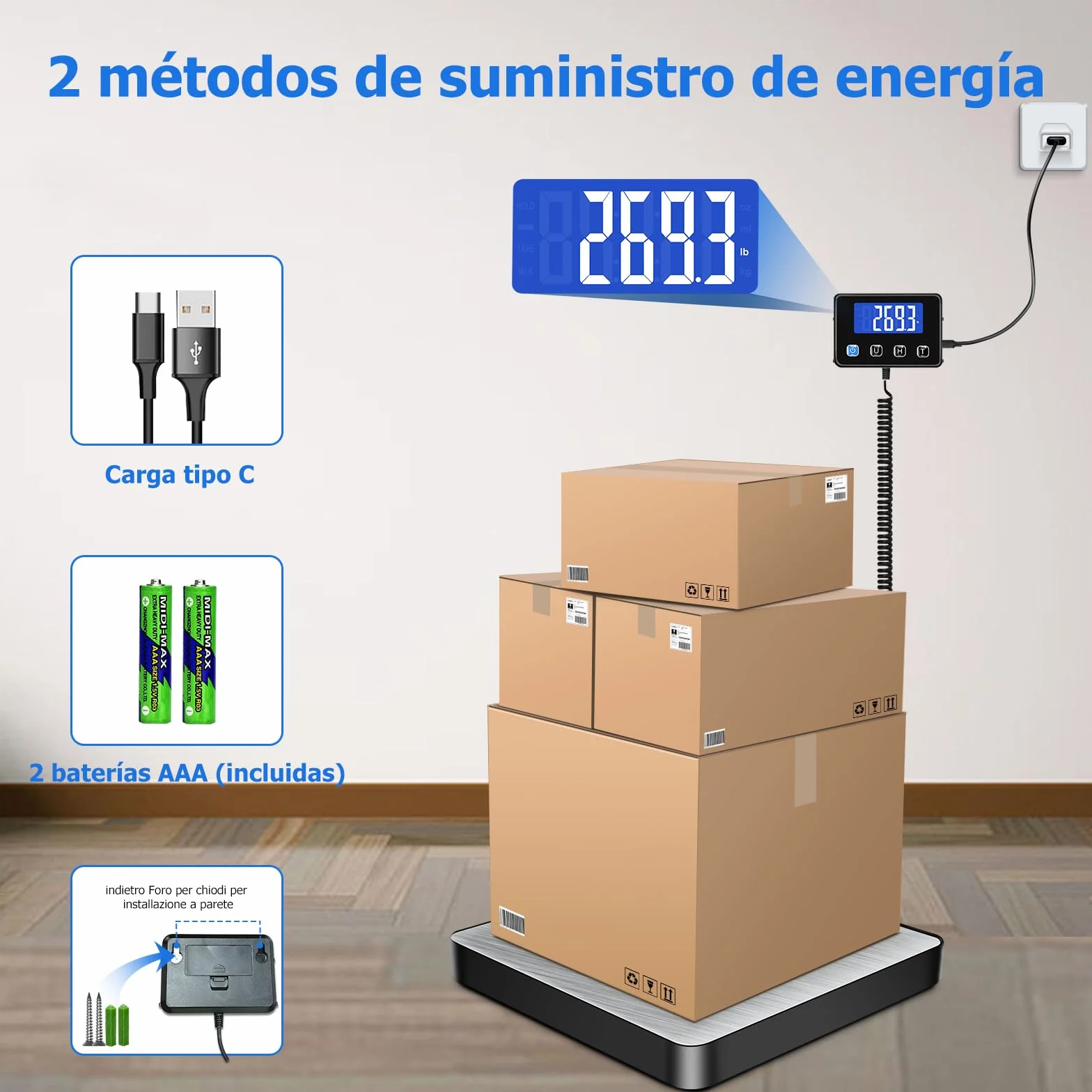 Bilancia Pesa Pacchi 200kg / 10g Alta Precisione LCD Hold Tara Acciaio Inossidabile
