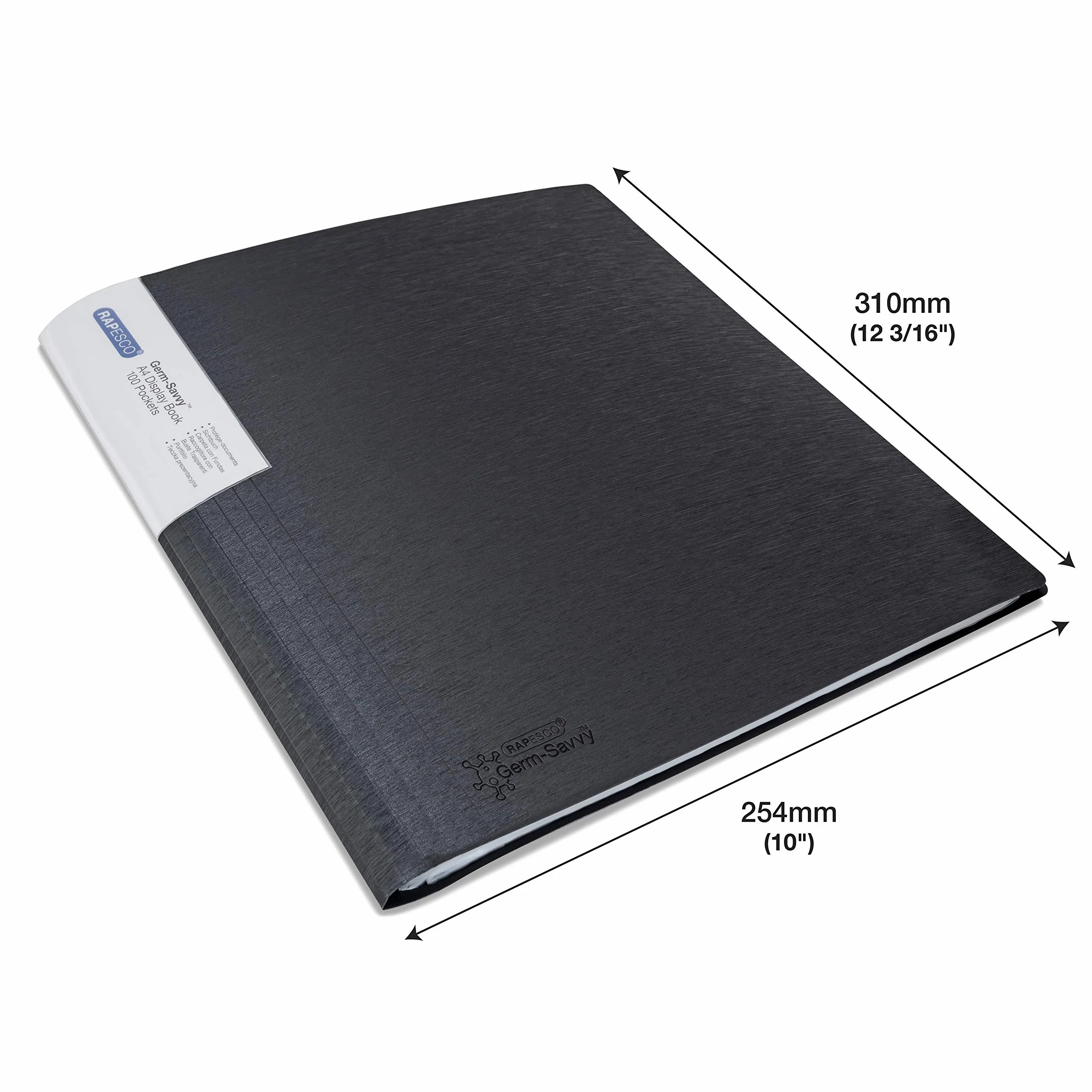 Rapesco Portalistino Cartella Presentazione A4 Antibatterica 100 Tasche Nero 2 Pezzi