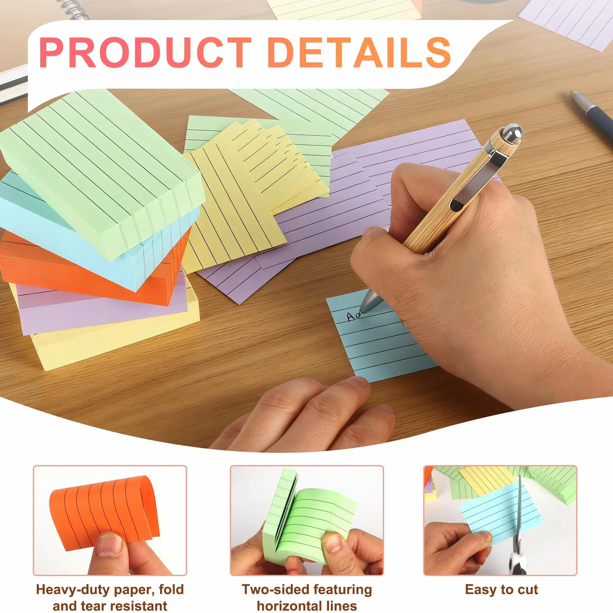 Flashcards A8 A Righe Colorate, Cartoncini per Vocabolario e Studio, 1200 PCS