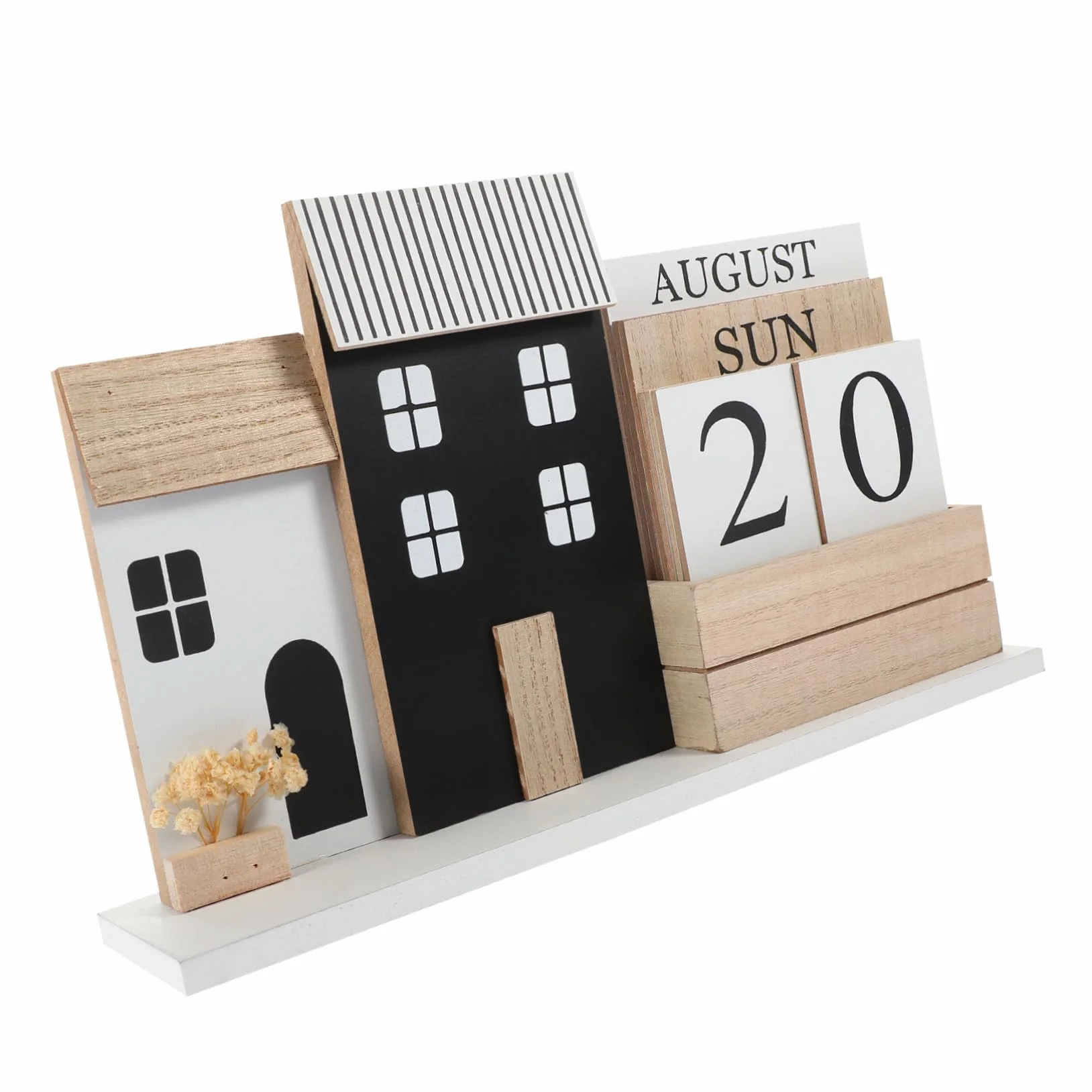 Calendario in Legno per Scrivania Planner Settimanale e Mensile Compatto Display Riutilizzabile di Data e Mese Decorazione Ufficio e Casa Dimensioni