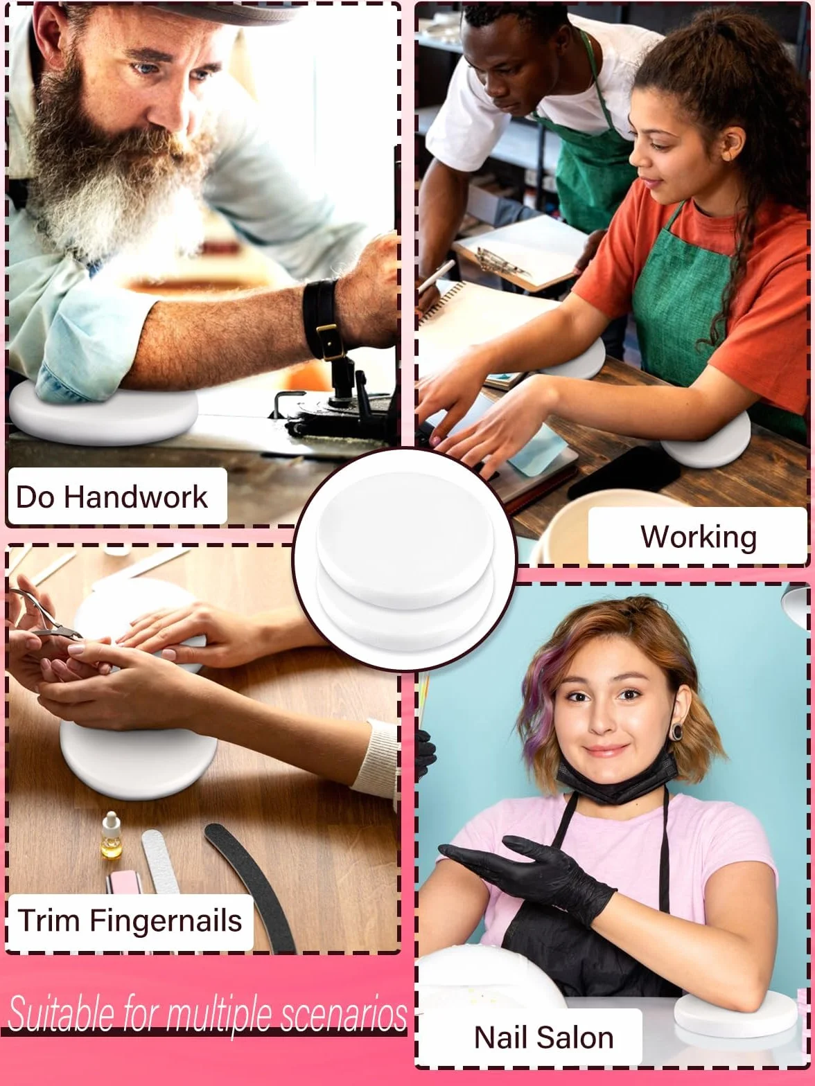 TOROKOM 2 ergonomiczne podkładki pod łokcie do biurka z antypoślizgową podstawą, podkładki pod nadgarstki do biura, komputer (biały)