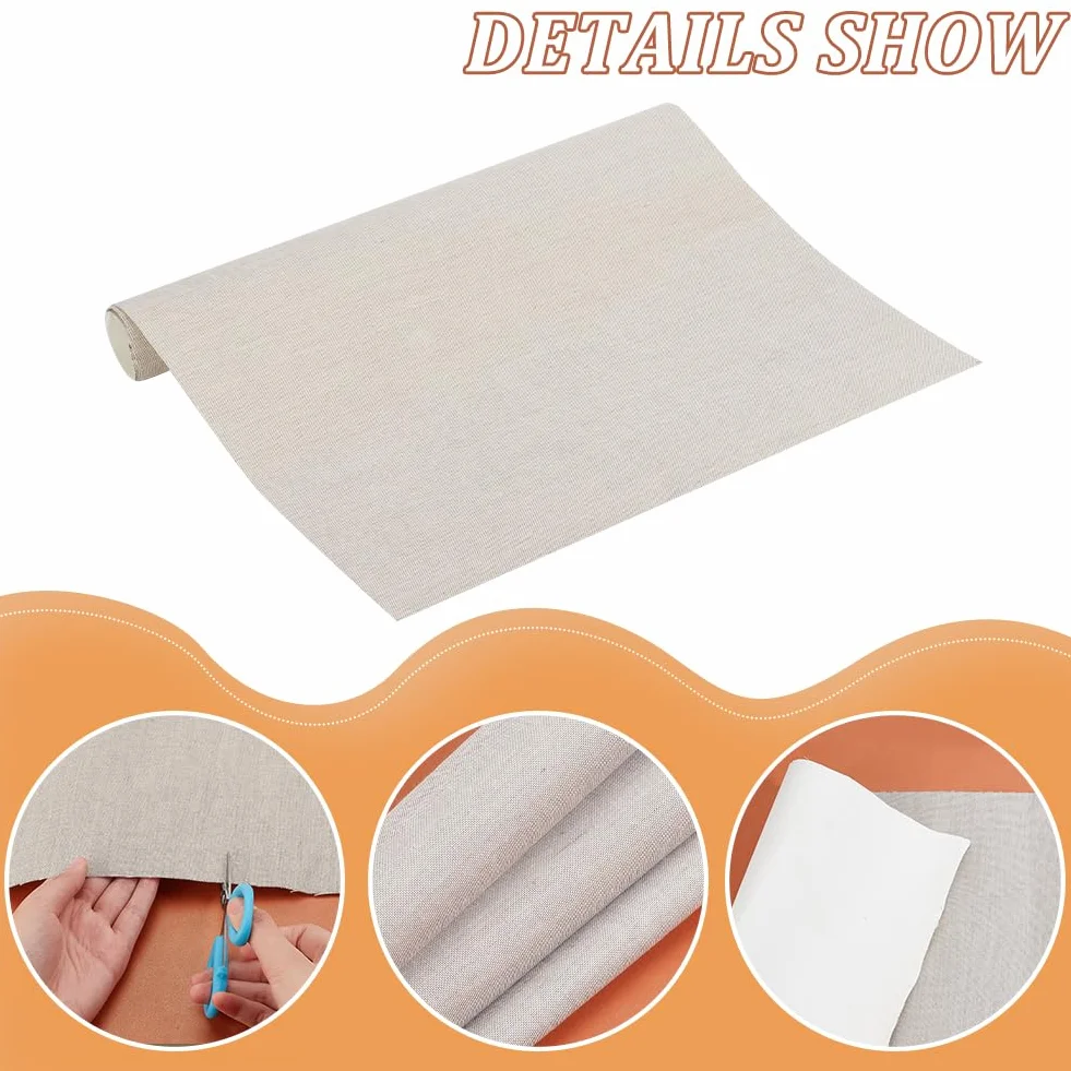 BENECREAT Panno per Rilegatura Libri 75x40 cm, Lino Naturale con Supporto Carta per Copertine Album Scrapbooking