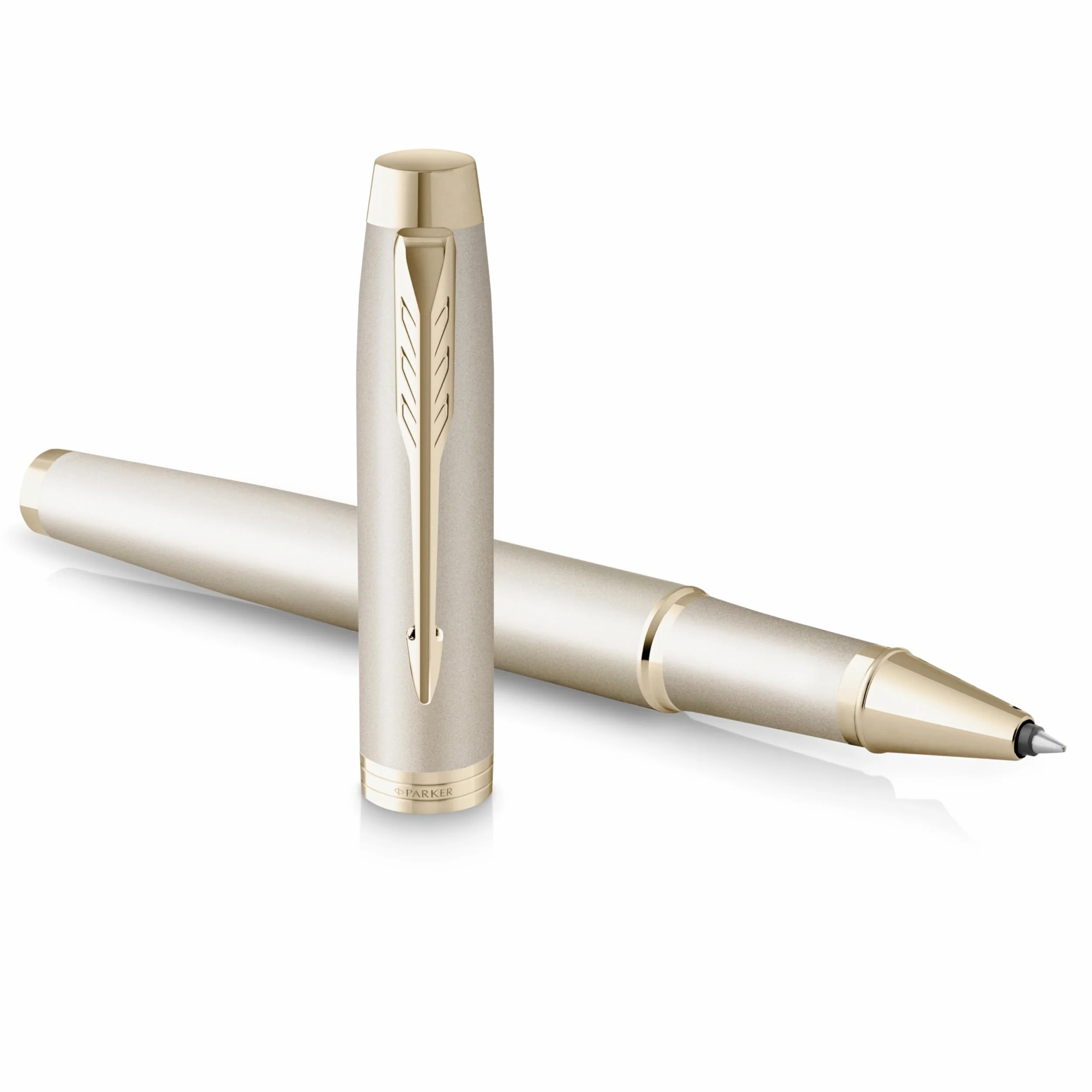 Parker IM monocromatica Penna roller | inchiostro nero | finitura e puntale champagne | punta fine | confezione regalo