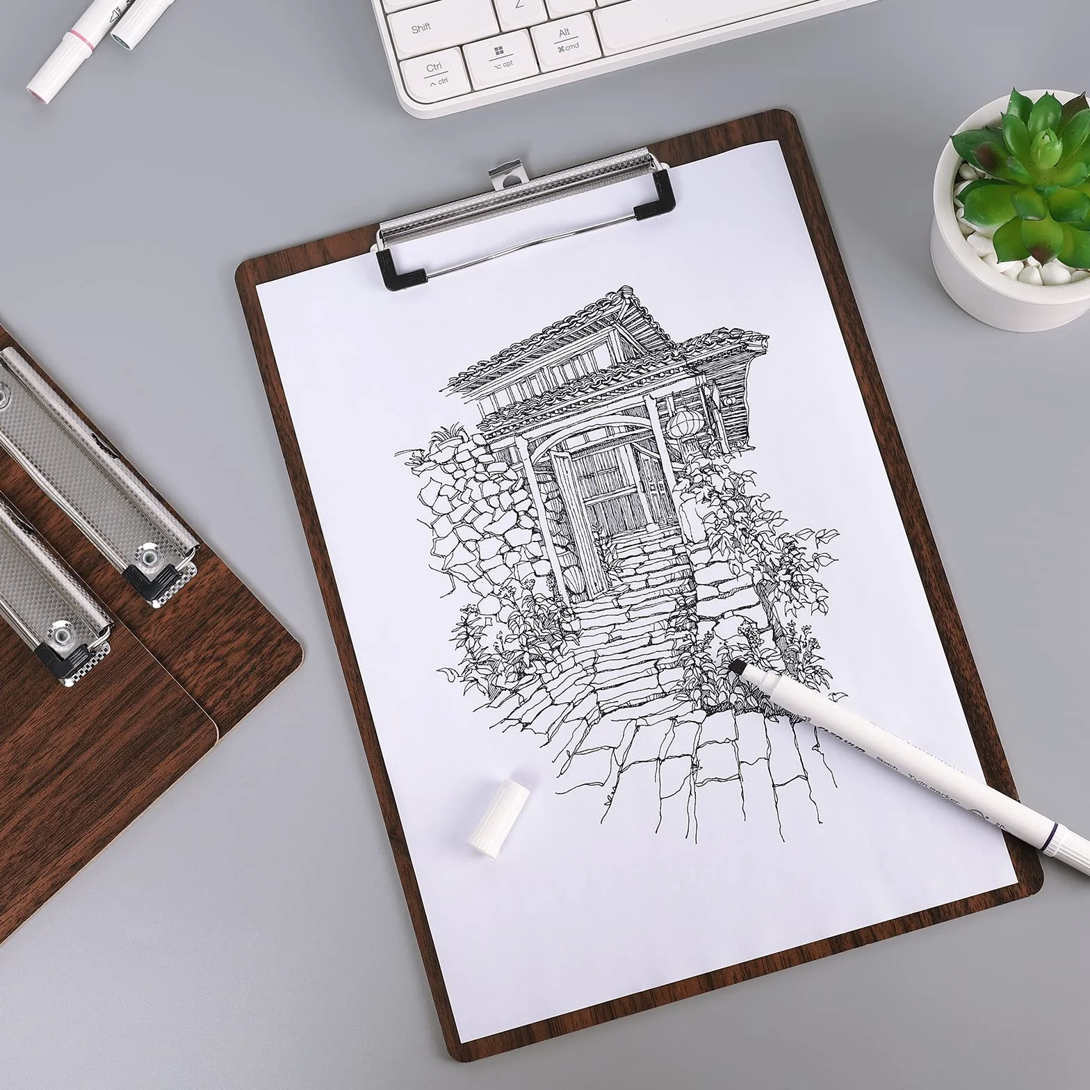 12 Pezzi Portablocco di Legno A5, Portablocchi con Clip in Metallo | Legno Portablocco, Tavolette per Appunti con Clip, Portablocco con Ferma-documenti, per Ufficio Scuola Casa