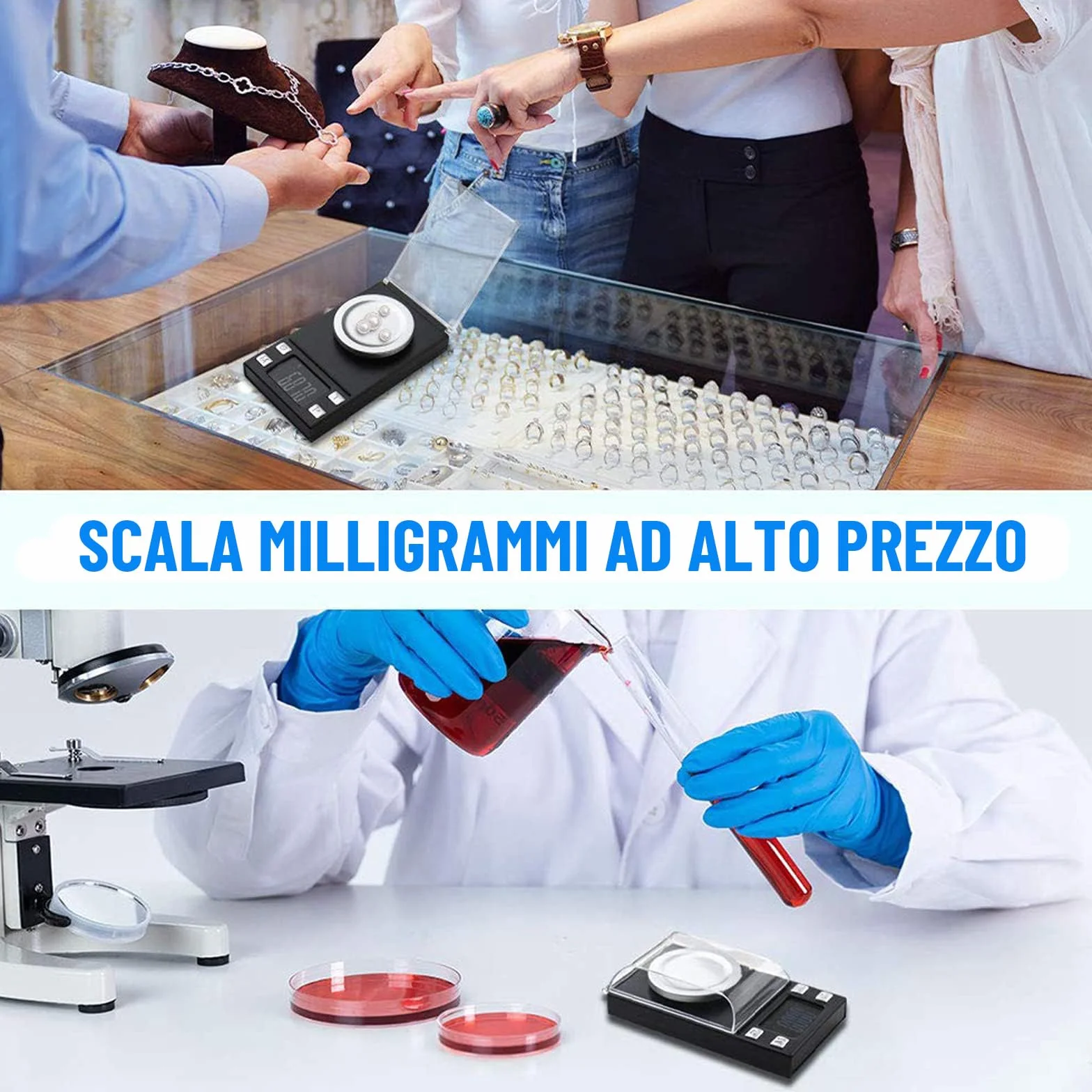 UNIWEIGH Milligrammo Scala 50g/0.001g Precisione Mini Carat Gram Bilancia Tascabile con Tara Display LCD