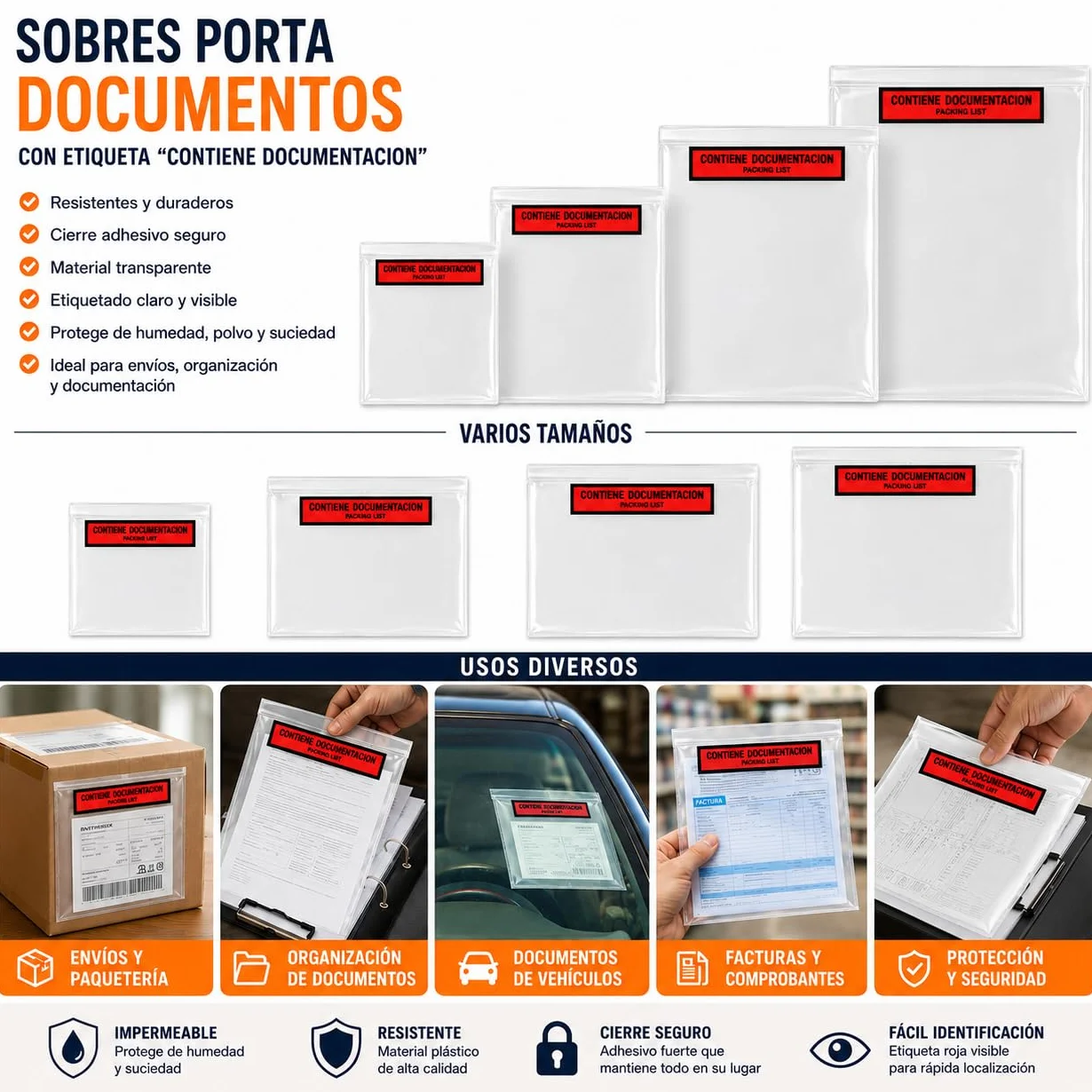 1.000 Buste Contiene Documenti 180 X 140 Packing List