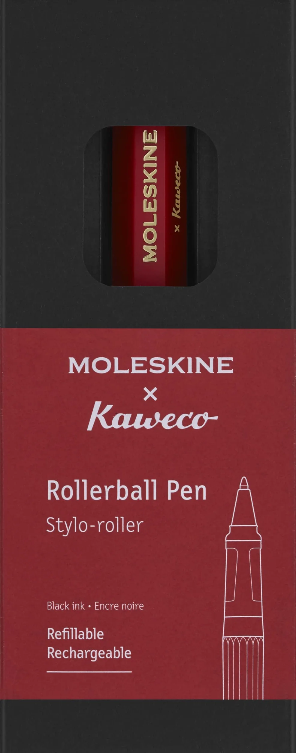 Moleskine x Kaweco Penna Roller Ricaricabile Plastica ABS 0,7 mm Inchiostro Nero Rosso