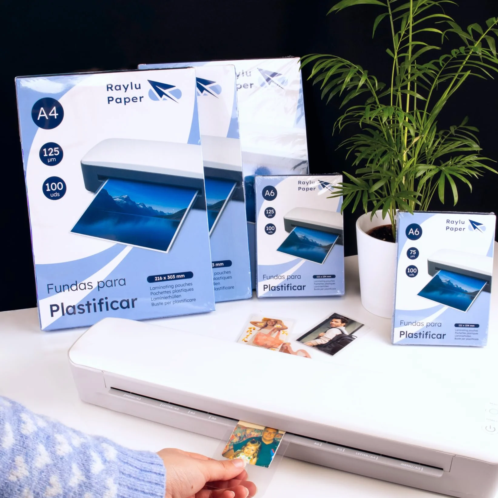 Raylu Paper® Buste per Plastificazione 100 pezzi trasparenti lucide A4 75 micron fogli termici per plastificatrice