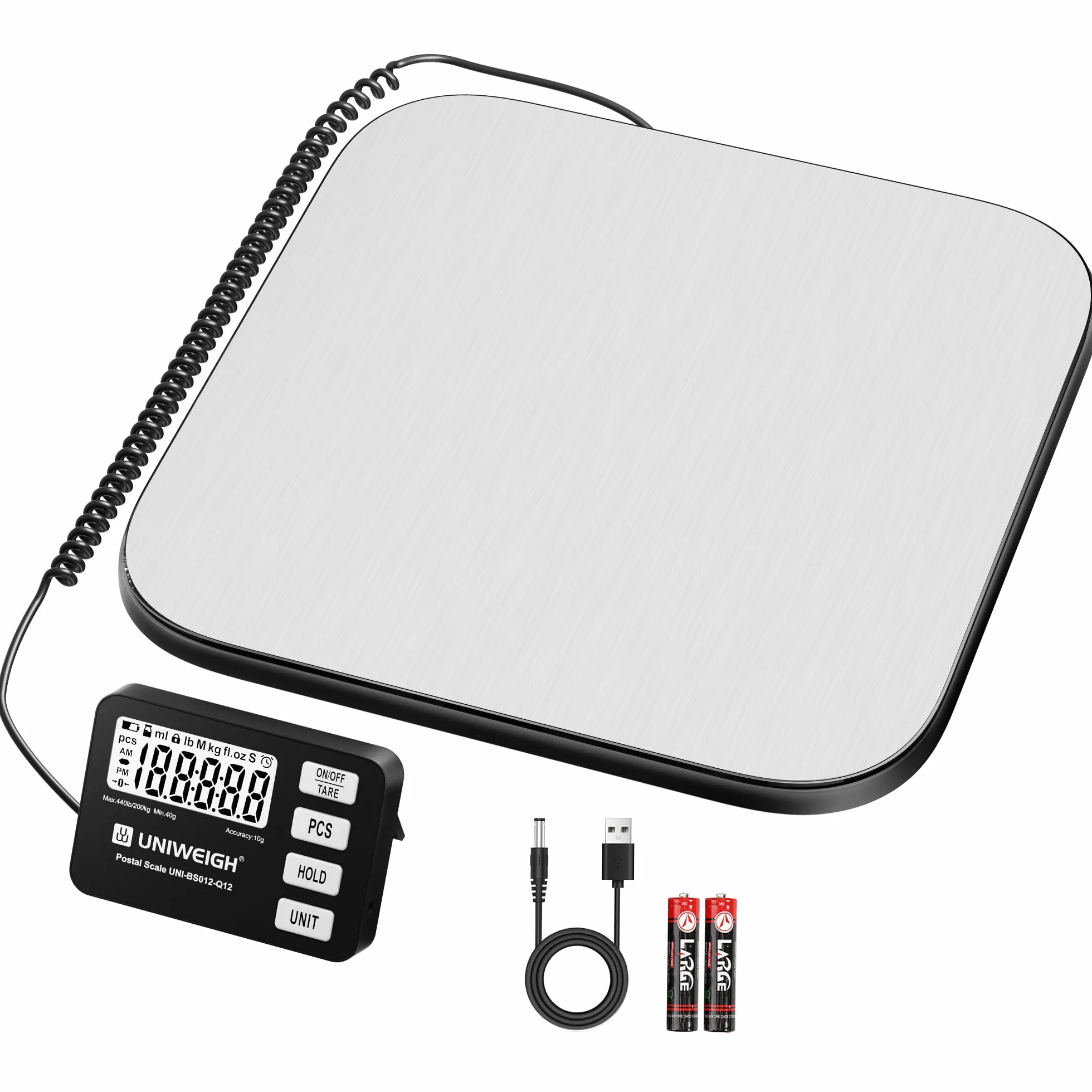 UNIWEIGH Bilancia per pacchi 440 lb 0,35 oz digitale PCS Tenuta Tara
