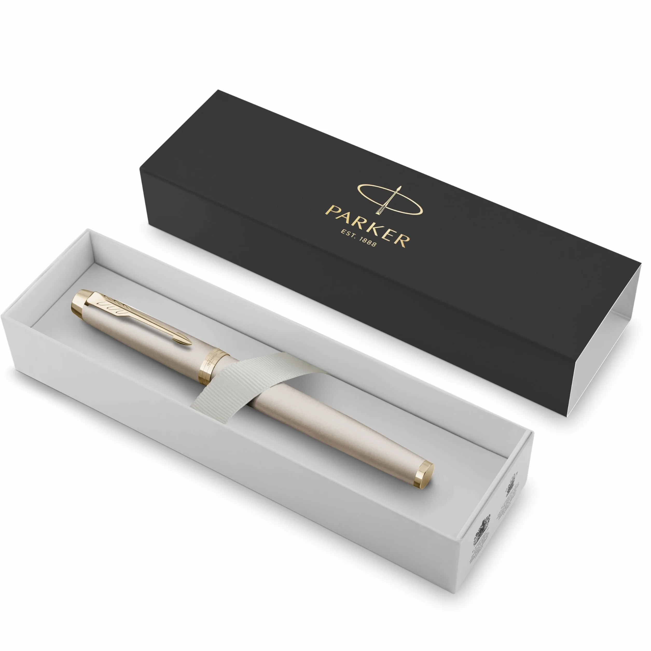 Parker IM monocromatica Penna roller | inchiostro nero | finitura e puntale champagne | punta fine | confezione regalo