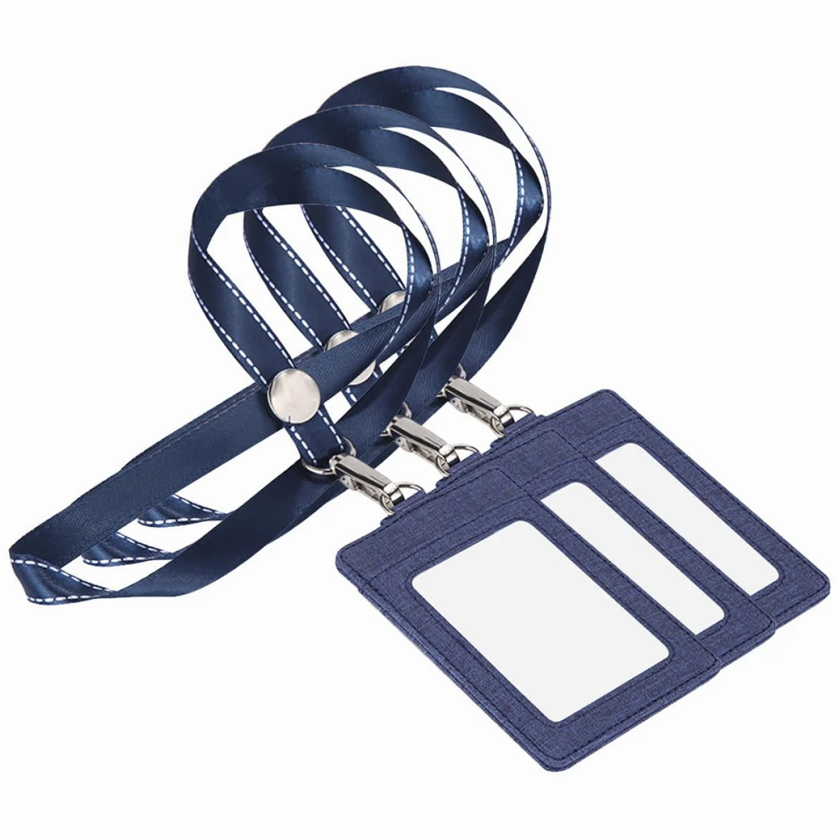 9pezzi Portabadge Retrattile Pelle Pu Con Lanyard Per Id Studenti e Chiavi Design Lato e Finestra