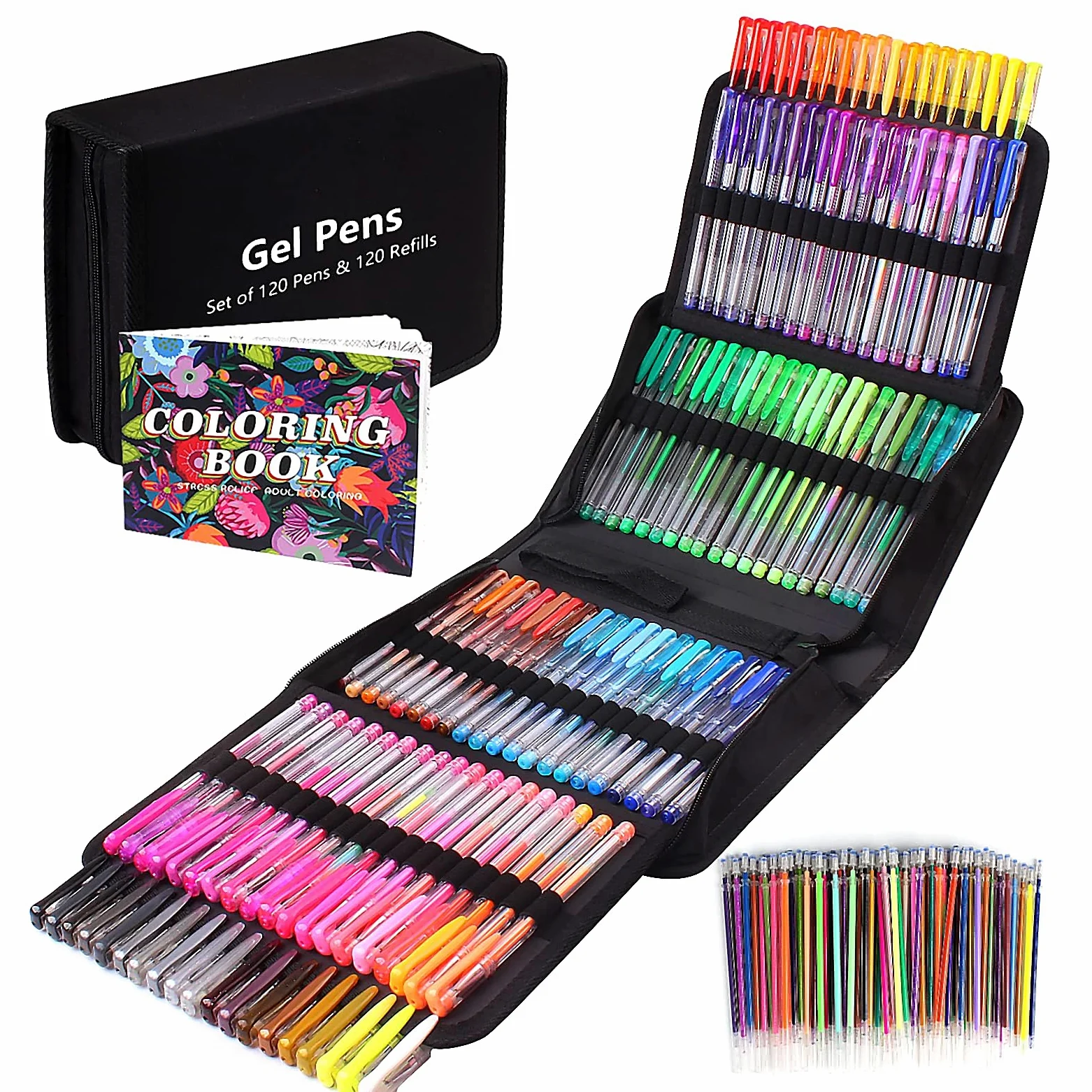 Gunsamg 240 Penne Gel per Adulti Colorate 120 Penne Glitter Colorate con 120 Ricariche Glitter per Bambini Drawing, Artigianato, Colorazione