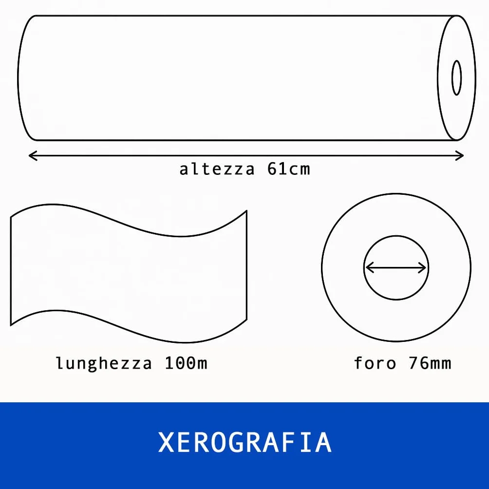 Carta Plotter 61cm x 100m per Xerografia | Carta Bianca Professionale ad Alta Resa | Superficie Liscia per Dettagli Nitidi e Senza Sbavature | Rotolo Uniforme per Plotter e Stampanti Tecniche