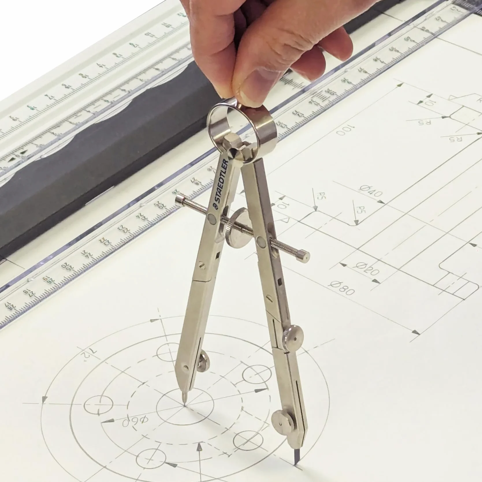 Staedtler Mars comfort 551 01, set compasso di precisione Con elemento cavo/adattatore universale/cassetta portaricambi