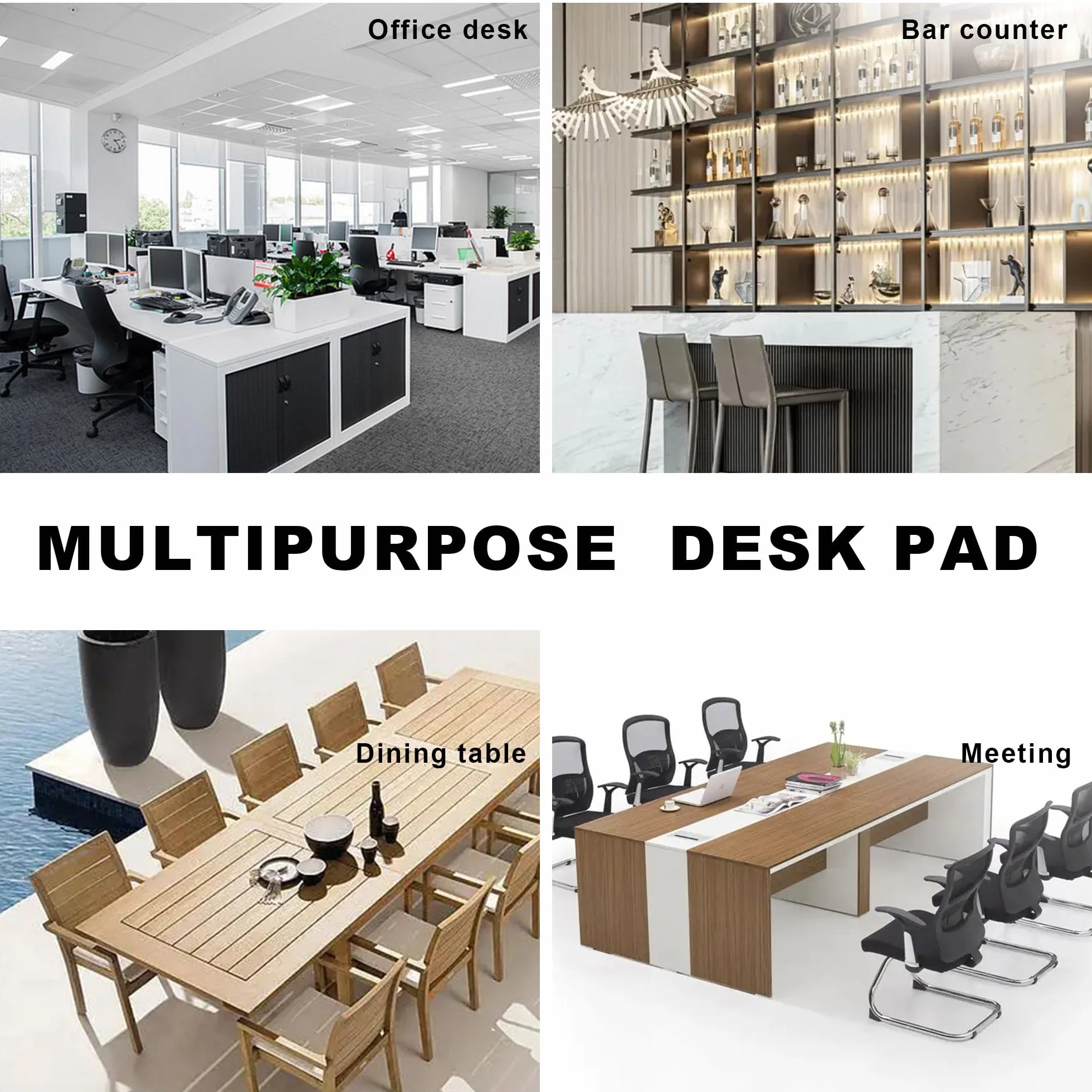 CENNBIE Tappetino da scrivania in pelle PU 180x70 cm impermeabile per mouse, ufficio e casa (Nero)