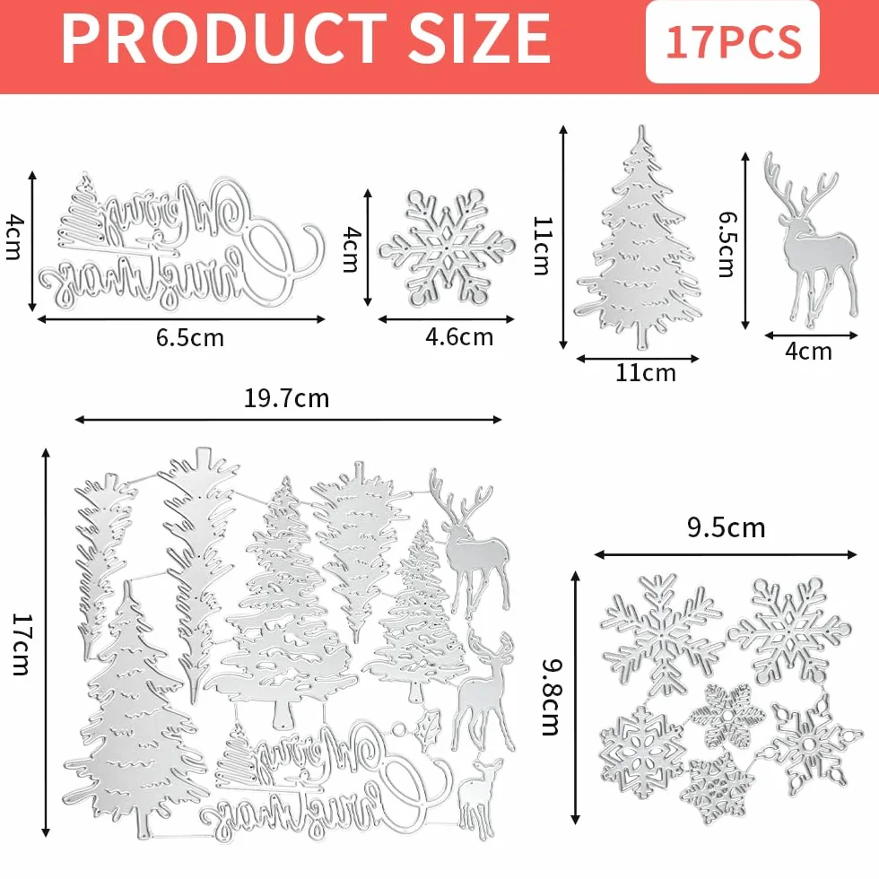 Fustelle Natalizie a Forma di Albero di Natale e Fiocco di Neve, Fustelle in Metallo 3D per Scrapbooking
