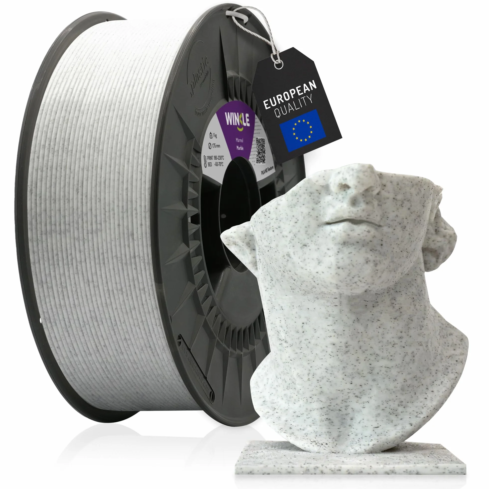 WINKLE Filamento PLA HD Texturizzato 1.75mm Marmo 300g per Stampante 3D FDM Precisione Dimensionale +/- 0.05mm