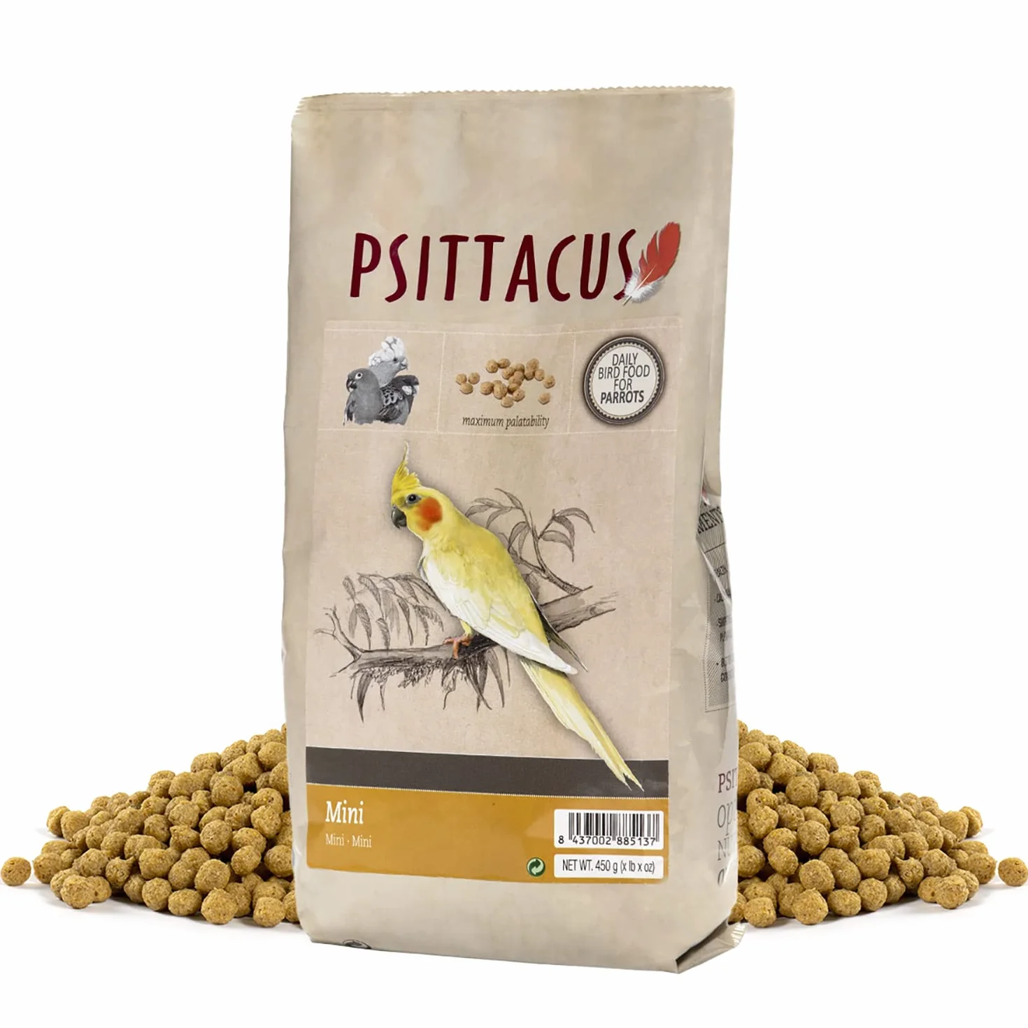 Psittacus Mini 450 g Mangime completo per calopsitte, parrocchetti e conuri