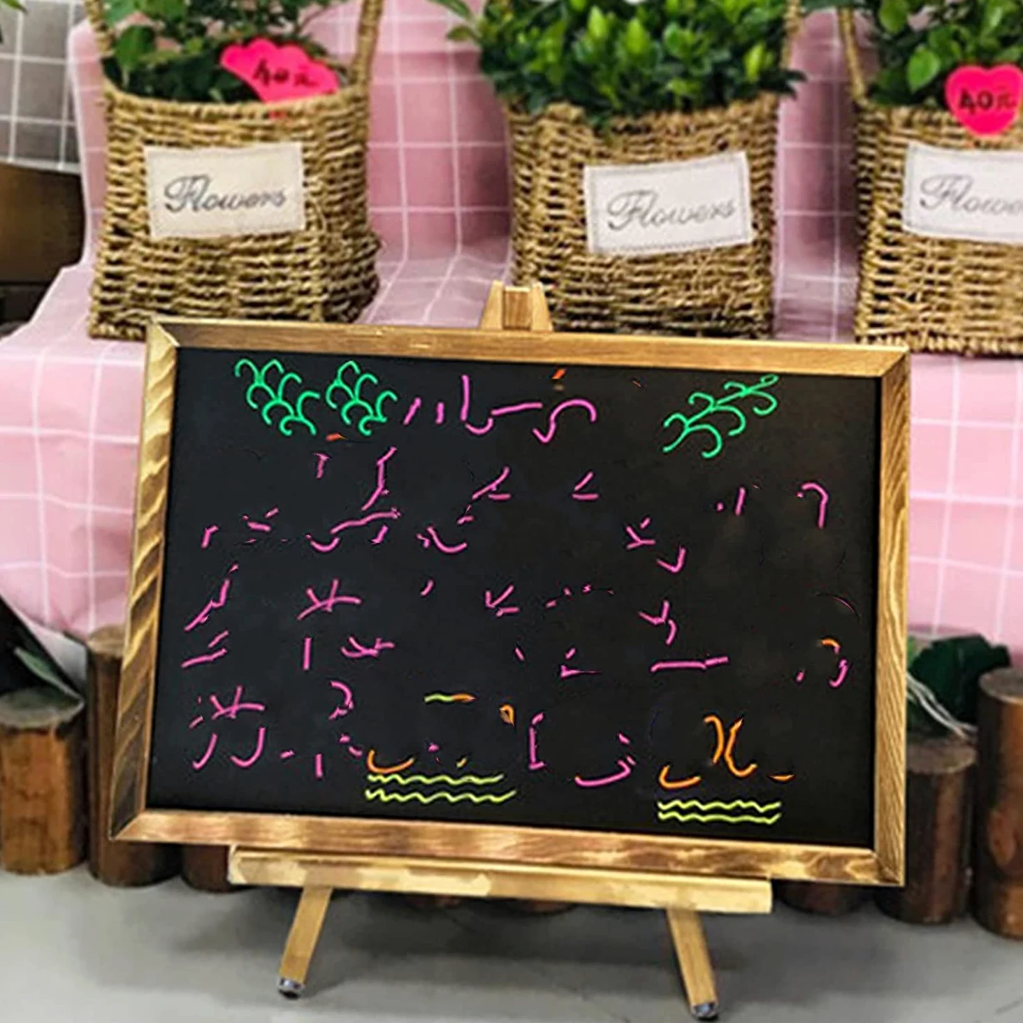 LNNW Lavagna Nera da Gesso Piccola Decorazione della Lavagna, Scheda del Messaggio della Cornice di Legno con la tavola del Menu dei Cassa del caffè del Negozio della Staffa per Bar, Ristoranti, Menu
