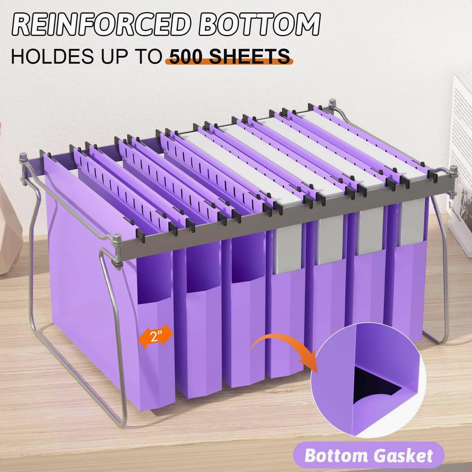 Cartella in plastica extra capiente da appendere, formato lettera, confezione da 12 cartelle rinforzate, design espandibile sui lati, resistente, espansione da 5 cm, organizer da appendere