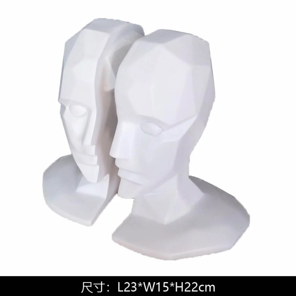 Reggi Libri, Fermalibri Fermalibri Geometria Fermalibro in resina Forma della testa Art Classico Leggero Lusso Ufficio Casa Scrivania(White)