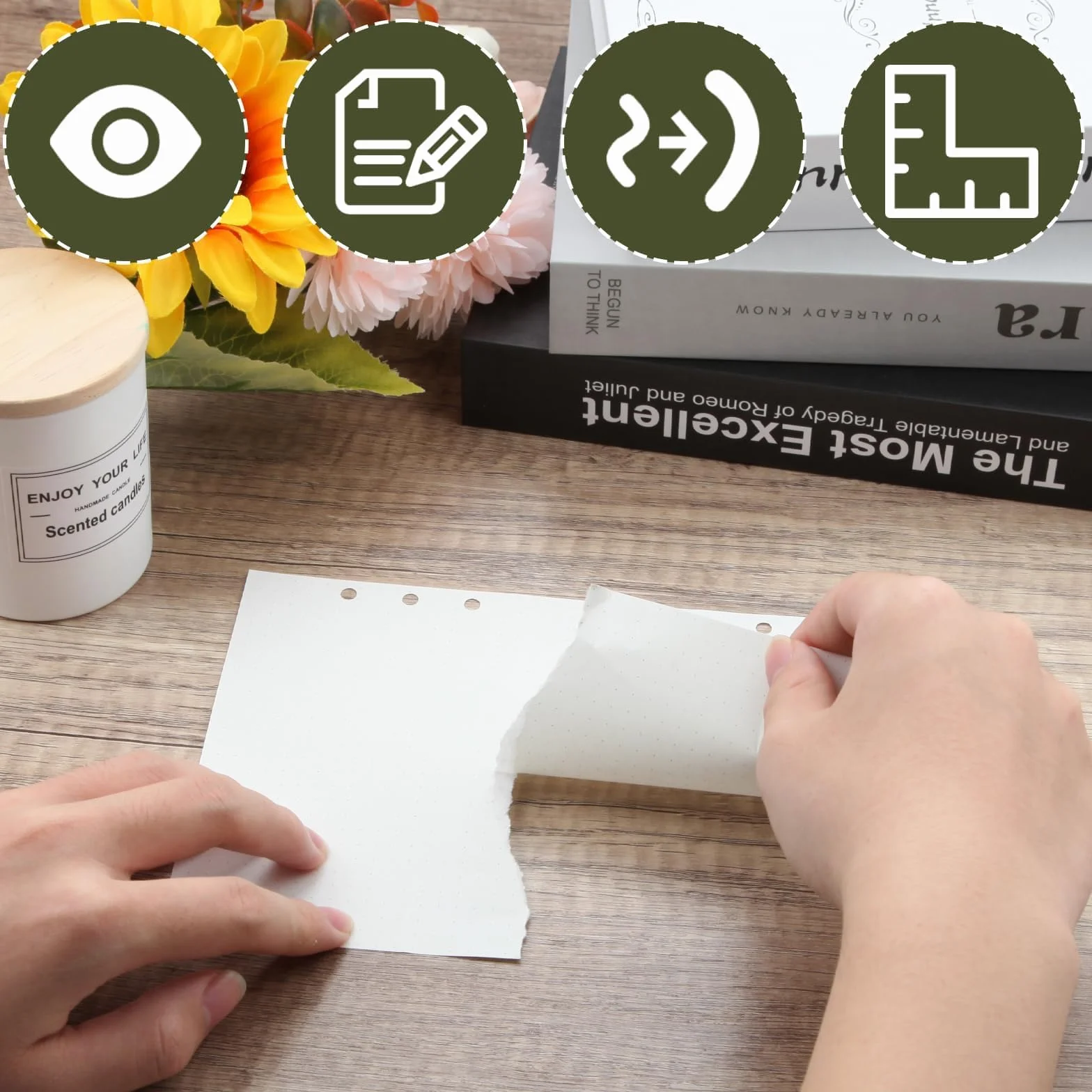 Carta di ricarica A6 punteggiata 6 fori per raccoglitore ad anelli bullet journal SWTYExt