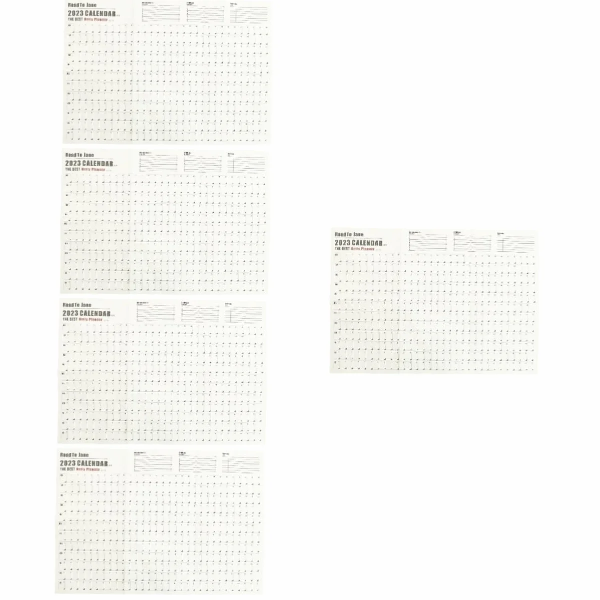 Tofficu 5pezzi Calendario Muro Pianificatore Annuale Carta Design Semplice e Fresco Per Pianificazione Quotidiana e Obiettivi Annuali