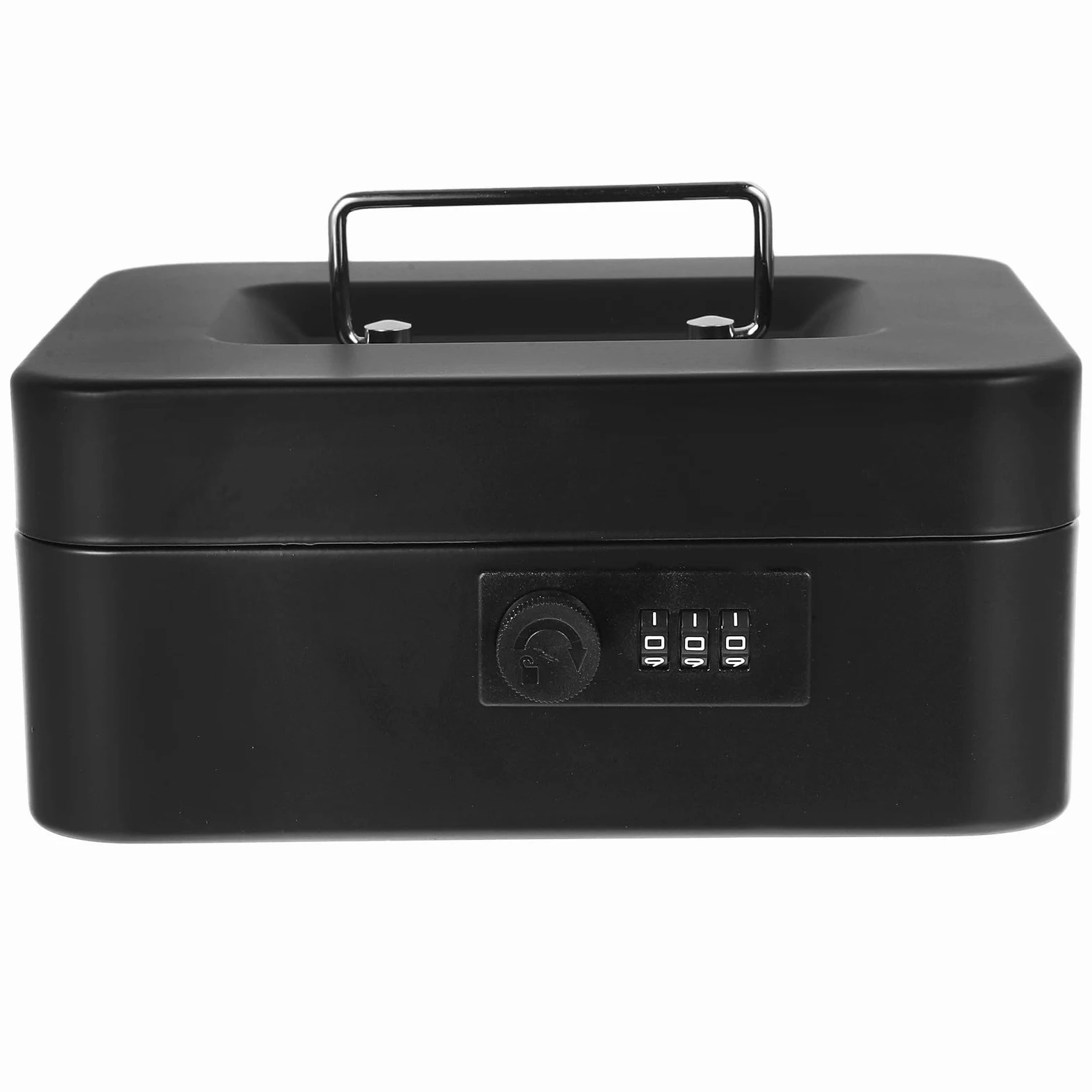 Abaodam Cassetta Portavalori Chiudibile a Chiave in Metallo Nero con Combinazione Digitale, Piccola Scatola Organizer per Contanti e Oggetti Personali, Cassaforte Compatta per Ufficio
