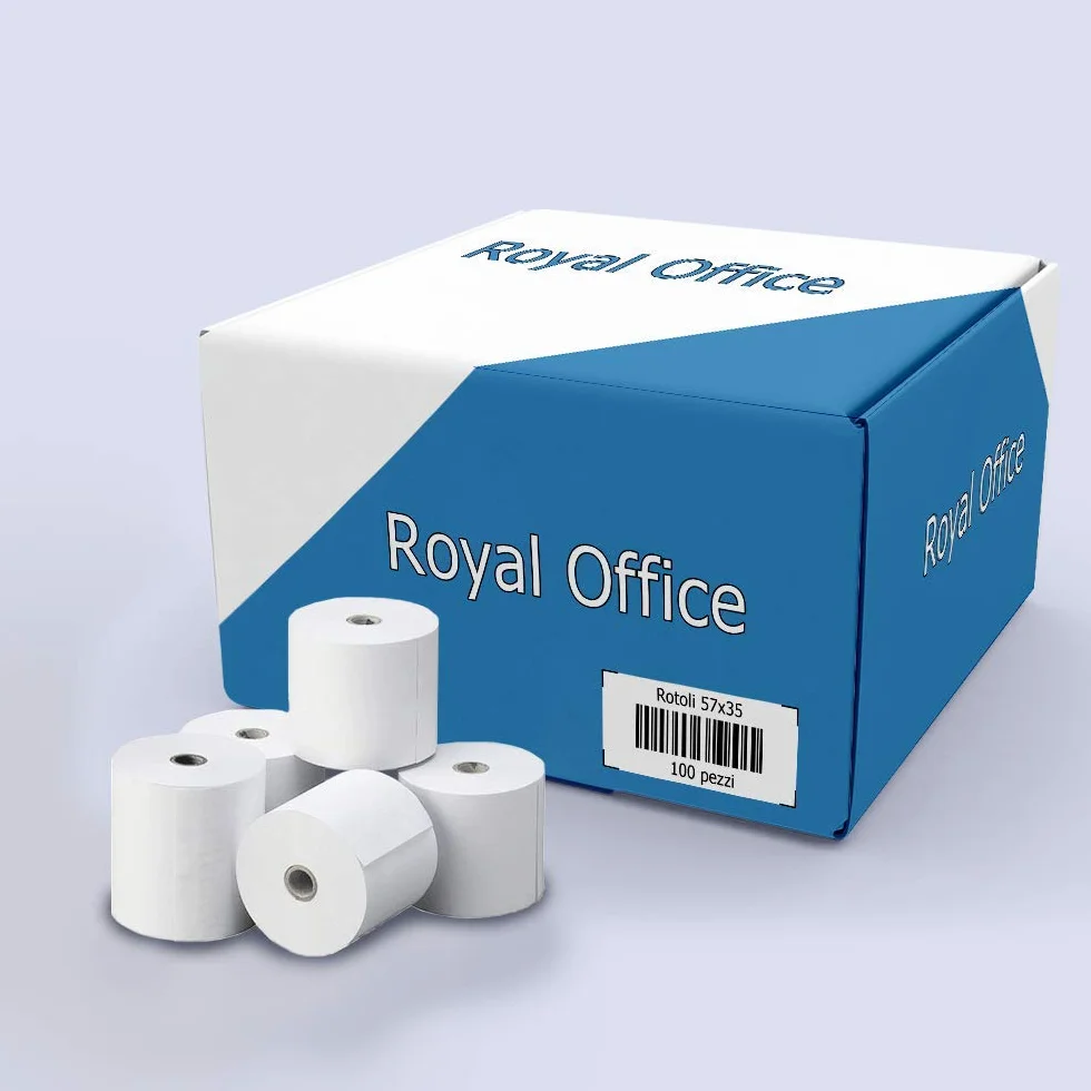 RoyalOffice Rotoli Termici 57x35 mt per Registratori di Cassa POS Bancomat Carta Termica (100 pz.)