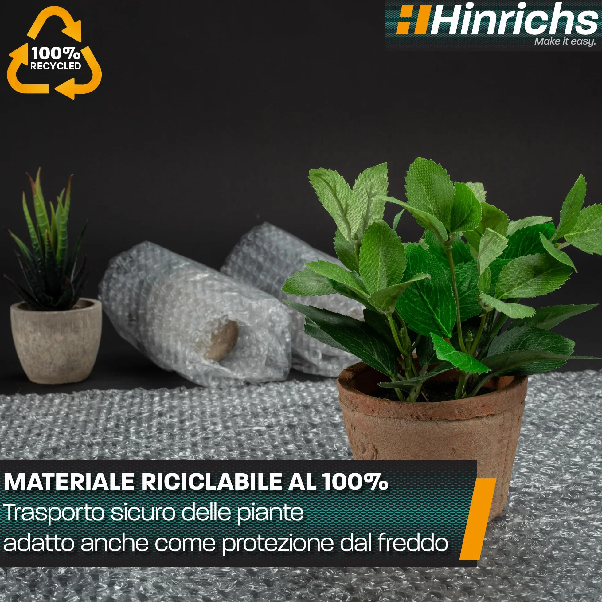 Hinrichs Rotolo Pluriball Imballaggio 10m Riciclabile Bolle Oggetti Fragili