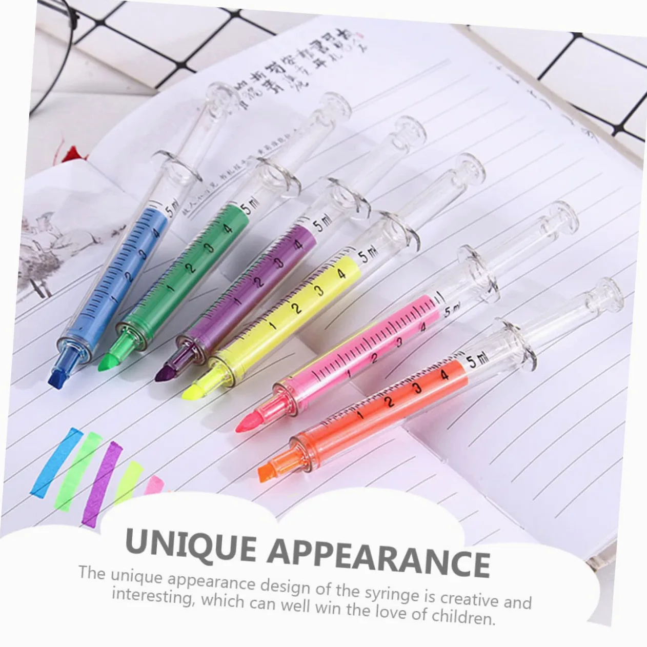 Penna Evidenziatore a Siringa in Plastica Set Da 24 Pezzi Colori Misti Evidenziatori Comodi Per Uso Domestico e Infermieri Strumenti Di Scrittura Creativi