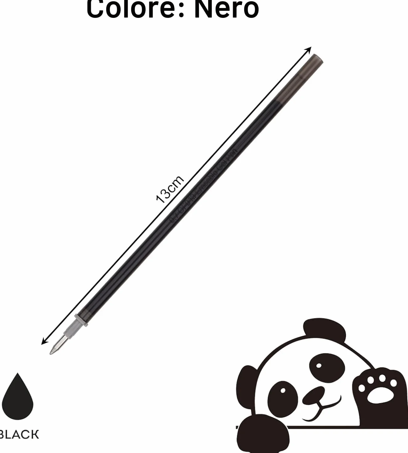 Ricariche Penna Gel Cancellabile 0,7 mm Altezza 13 cm Compatibili Legami Confezione 12 Nero