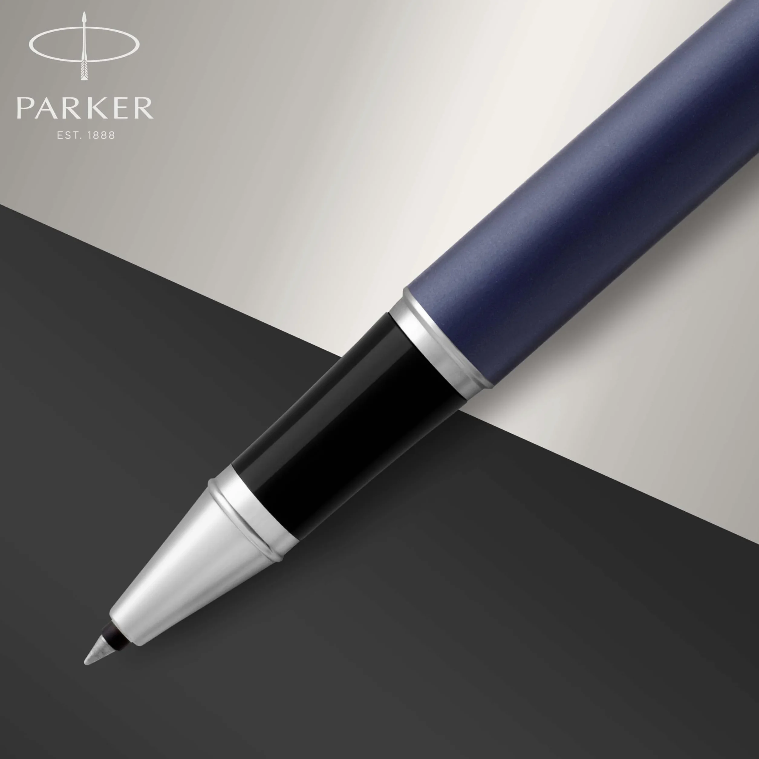 Parker IM Penna Roller | Punta Fine e Ricarica di Inchiostro Nero | Matte Blue Chrome Trim