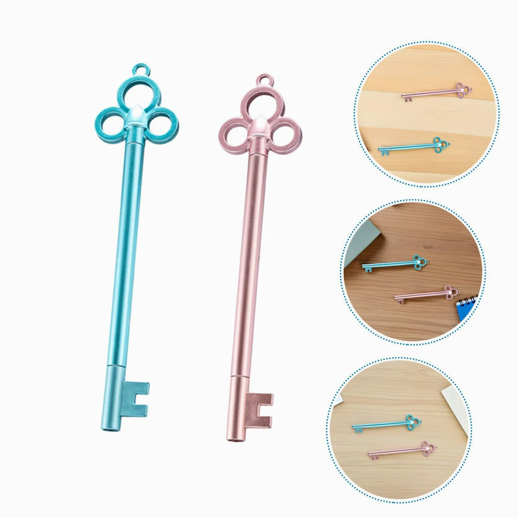 40 Pezzi 40 Penne a Sfera Gel a Forma di Chiave Blu e Rosa, Inchiostro Nero 0,5 MM, Set da 40 Pezzi, Accessori Cancelleria Retrò per Scuola e Ufficio, Regalo Creativo per Studenti