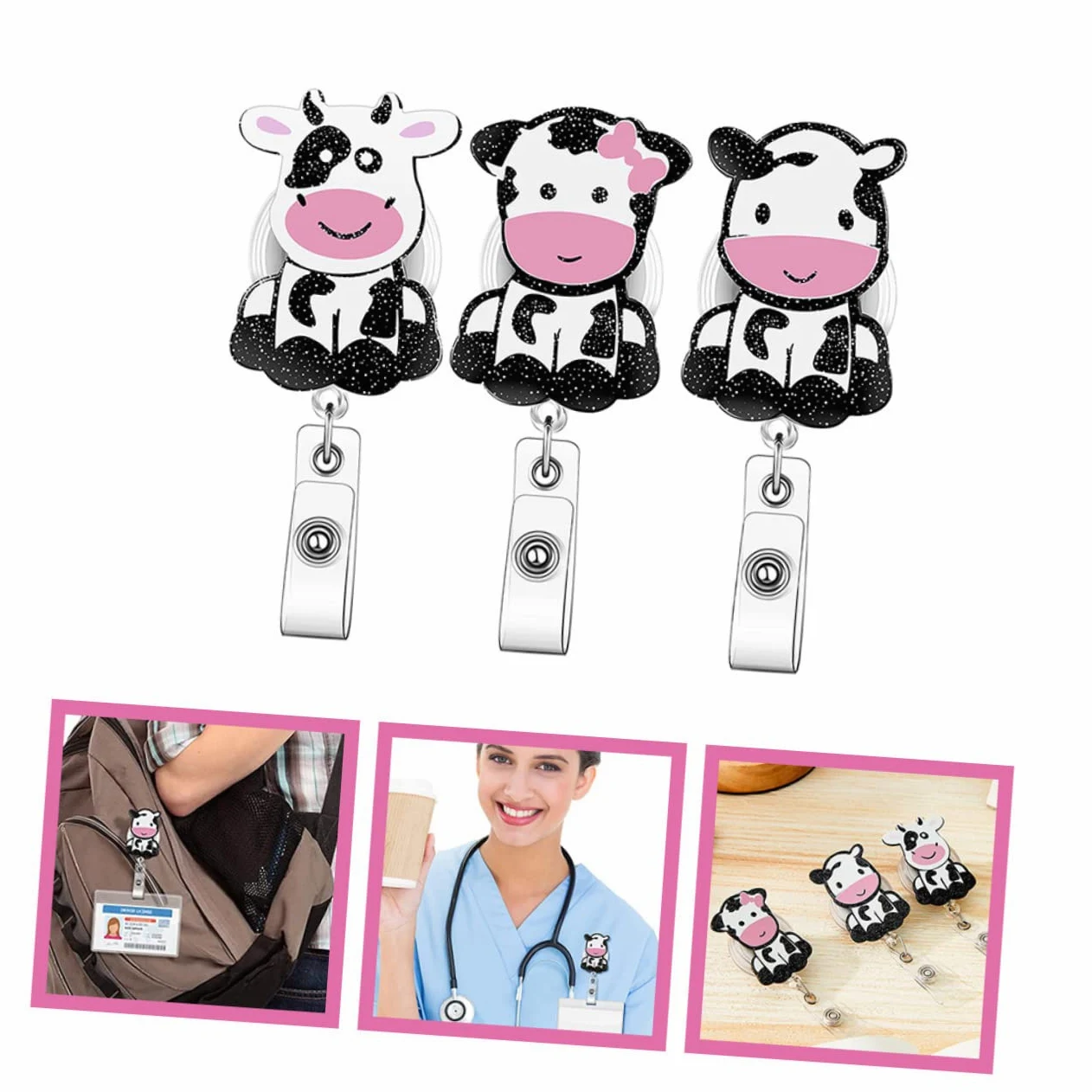 3 Set Di Porta Badge Pediatrici Con Porta Badge E Cordino Design Con Clip Posteriore Fissata Sicuro Per Cintura Facile Accesso 3 Pezzi*3