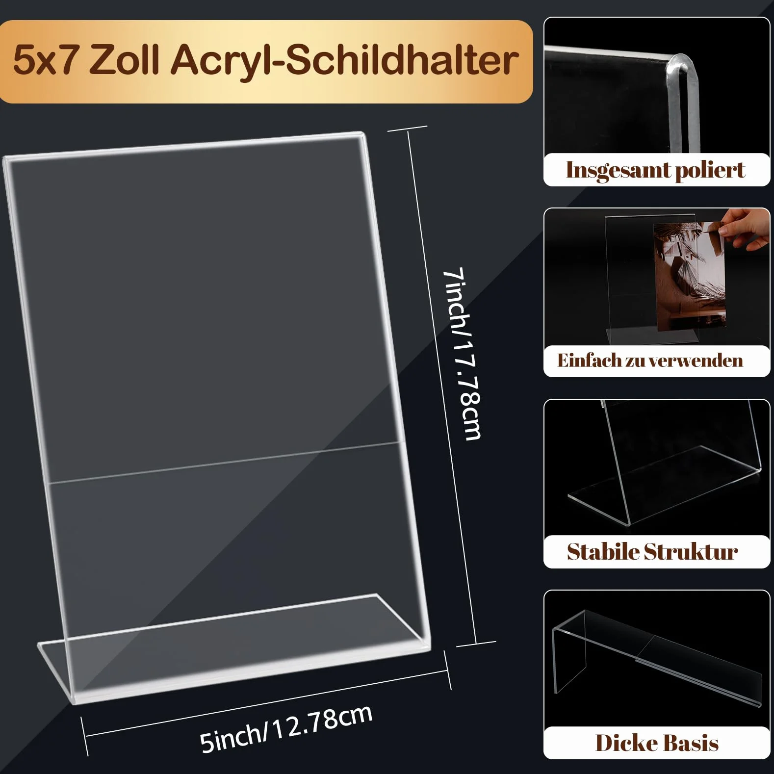 Supporto in acrilico, 12,78 x 17,78 cm (20 pezzi)