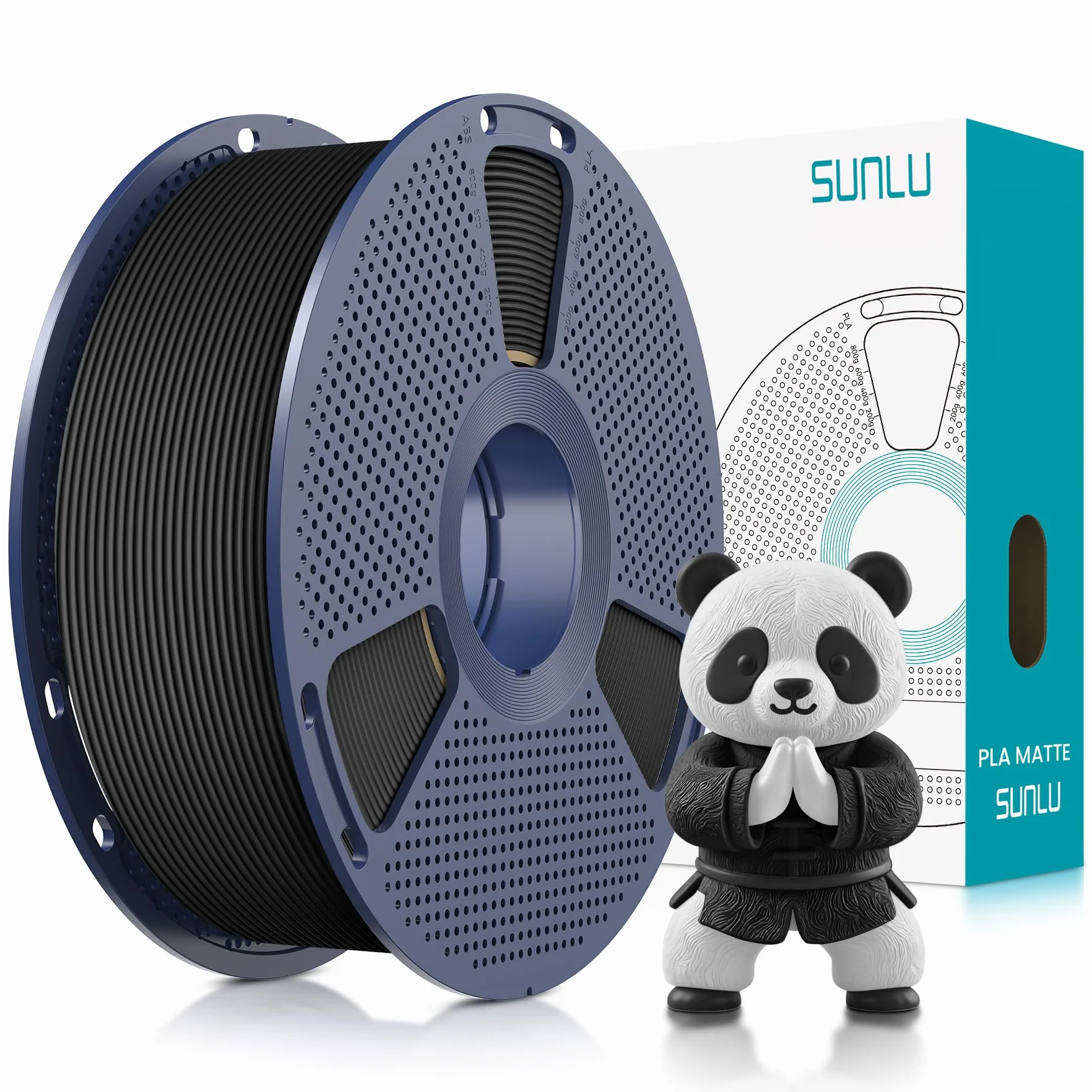 SUNLU Filamento PLA Matte 1.75 mm Nero 1kg Bobina per Stampante 3D FDM