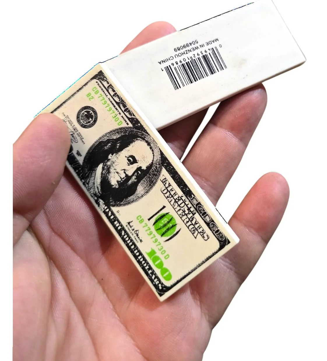 Gomma da cancellare da $100 dall'aspetto realistico (confezione da 36) Quasi 3 "x 3,2 cm. Gomma