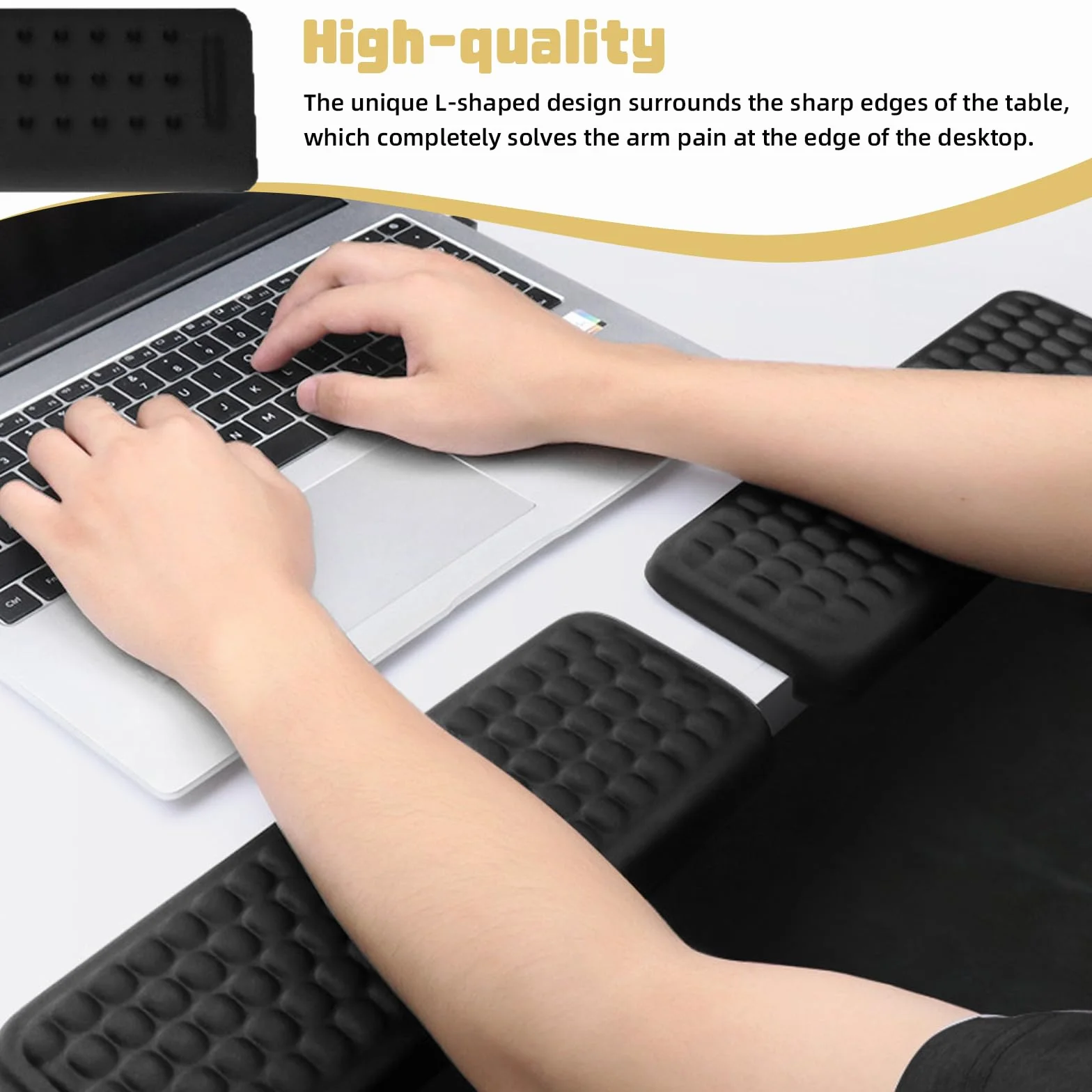 Set di 2 poggiapolsi ergonomici a forma di L, memory foam, antiscivolo, 30 x 10 cm