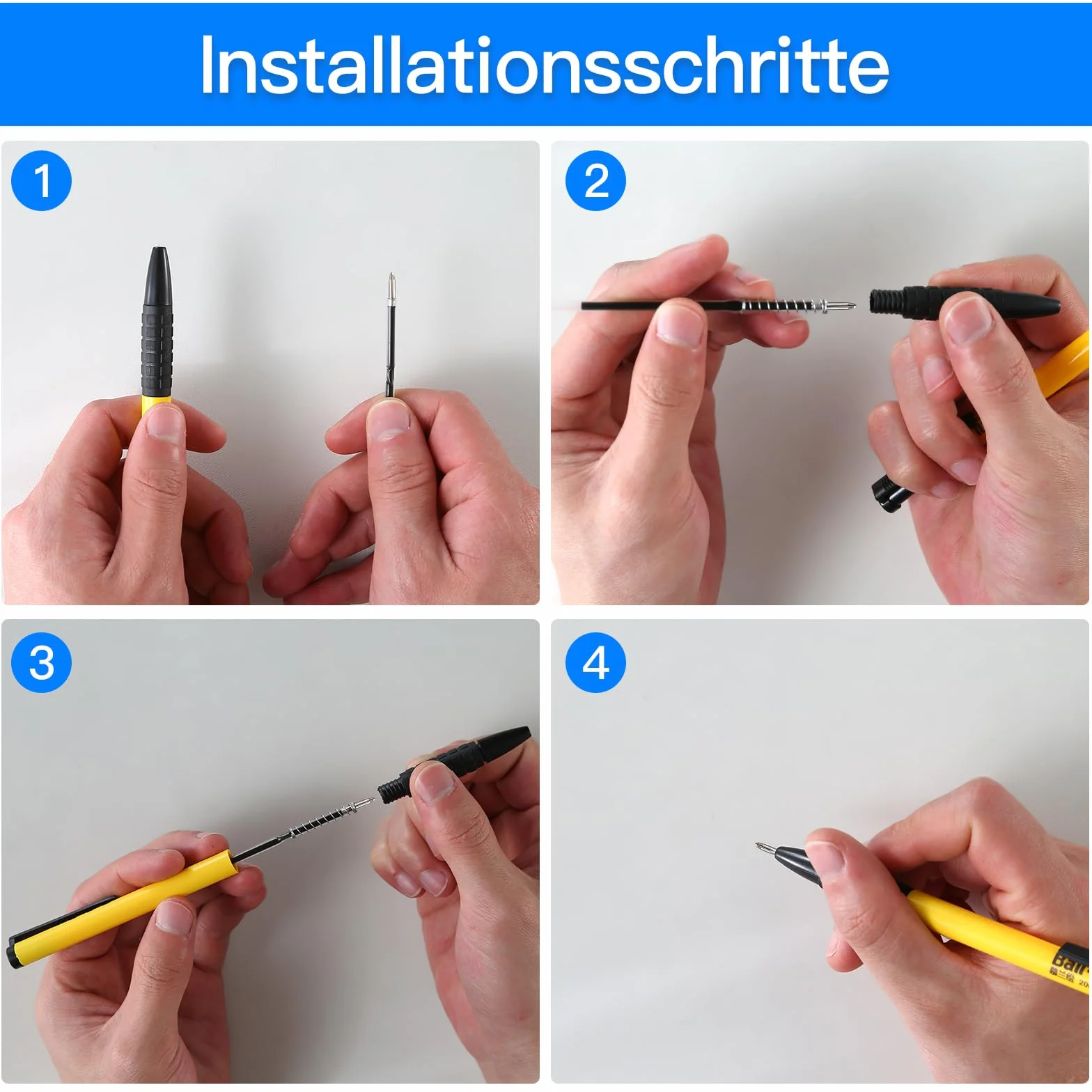 Set di refill penna a sfera 60 ricariche blu nero 1,0 mm 98 mm