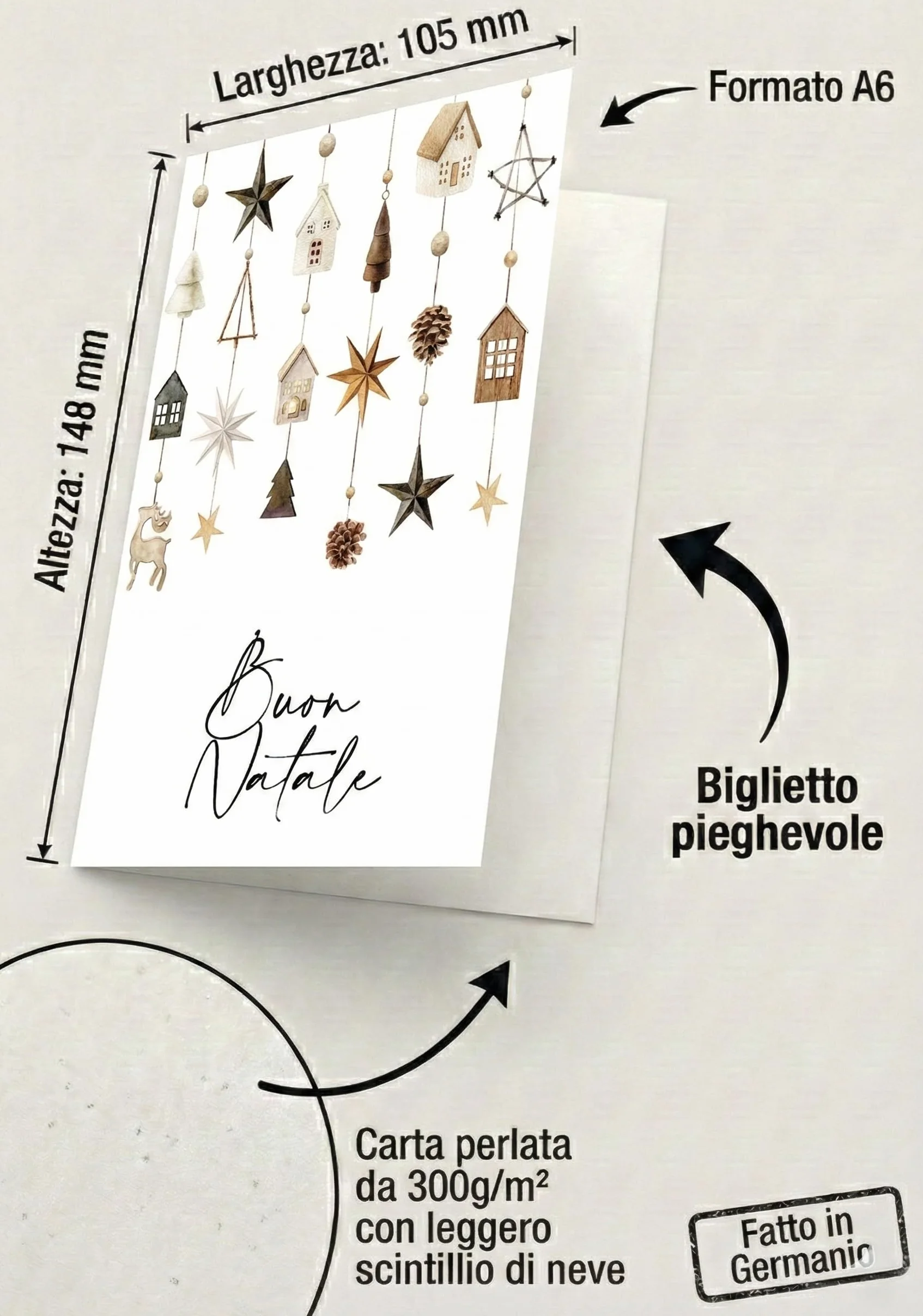 Biglietti natalizi italiani A6 con buste kraft riciclate – Set 30 pezzi