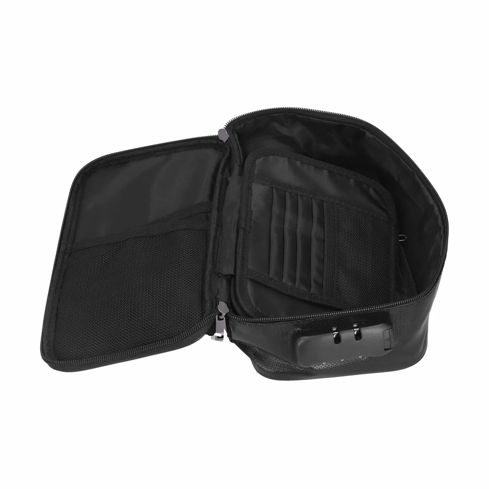 Tissting 9,1 x 5,5 x 3,9 pollici Borsa per documenti impermeabile ignifuga a 3 strati con serratura Borsa per organizer per documenti Borsa per certificati con cerniera per certificati(Nero)
