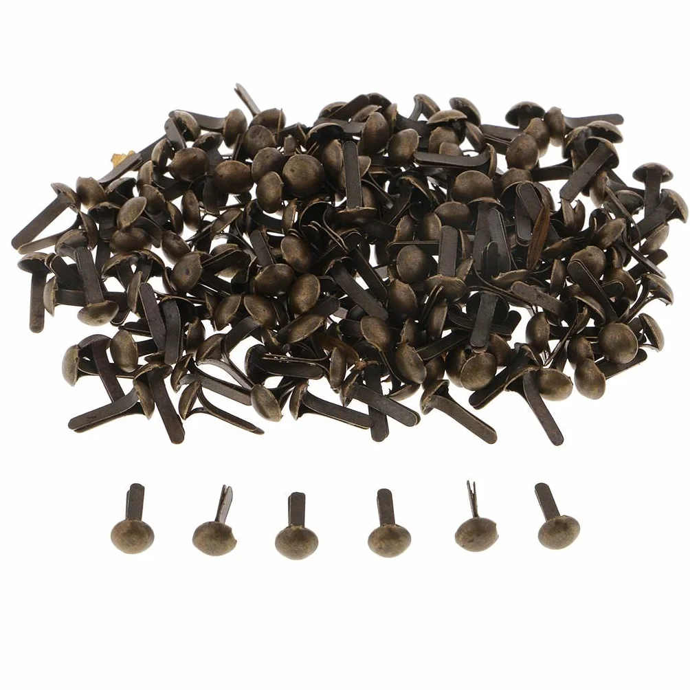 Confezione 200 Mini Fermacampioni a Testa Rotonda 4,5x8 mm Bronzo Anticato