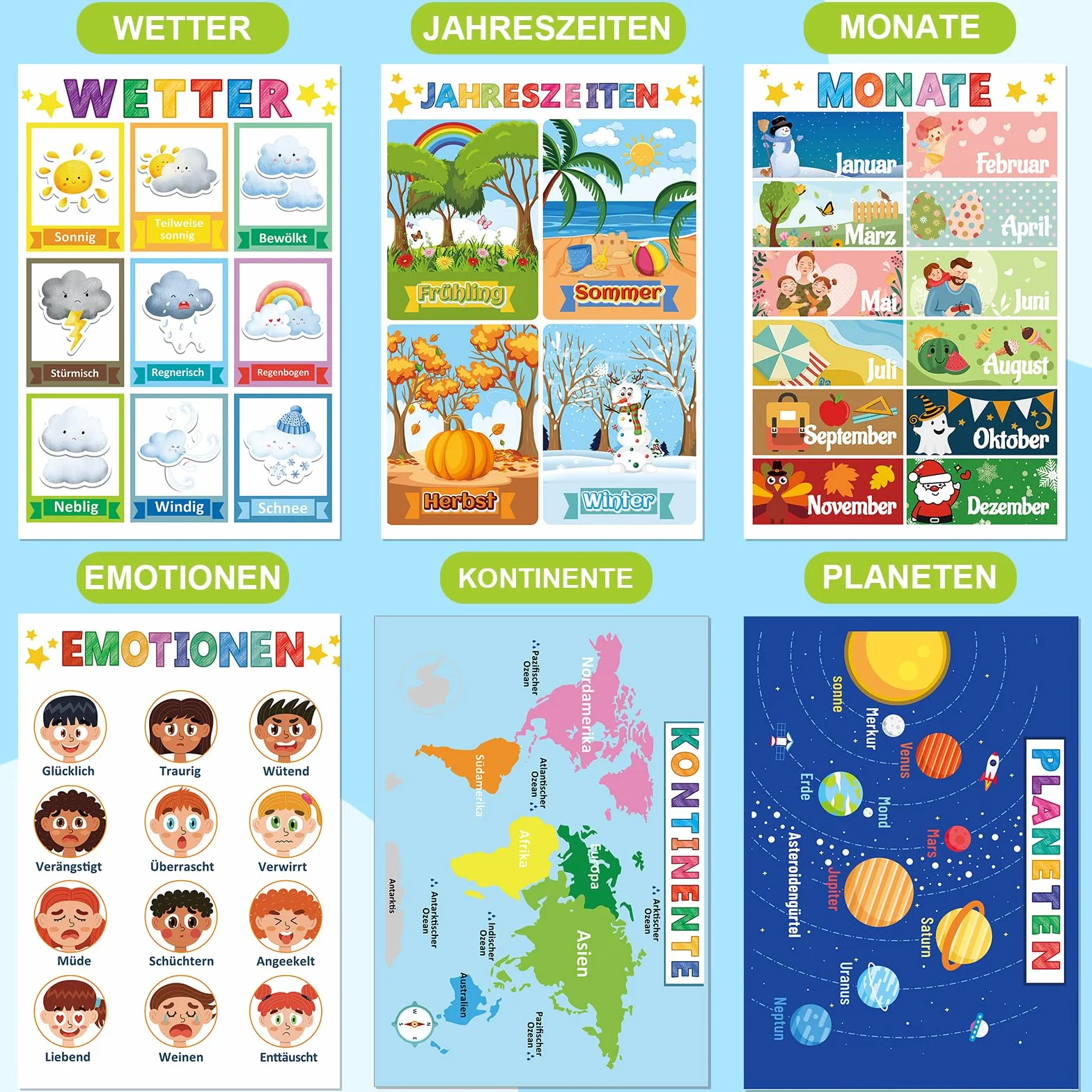 COCHIE 12 poster educativi Montessori formato A4 alfabeto numeri per bambini scuola materna