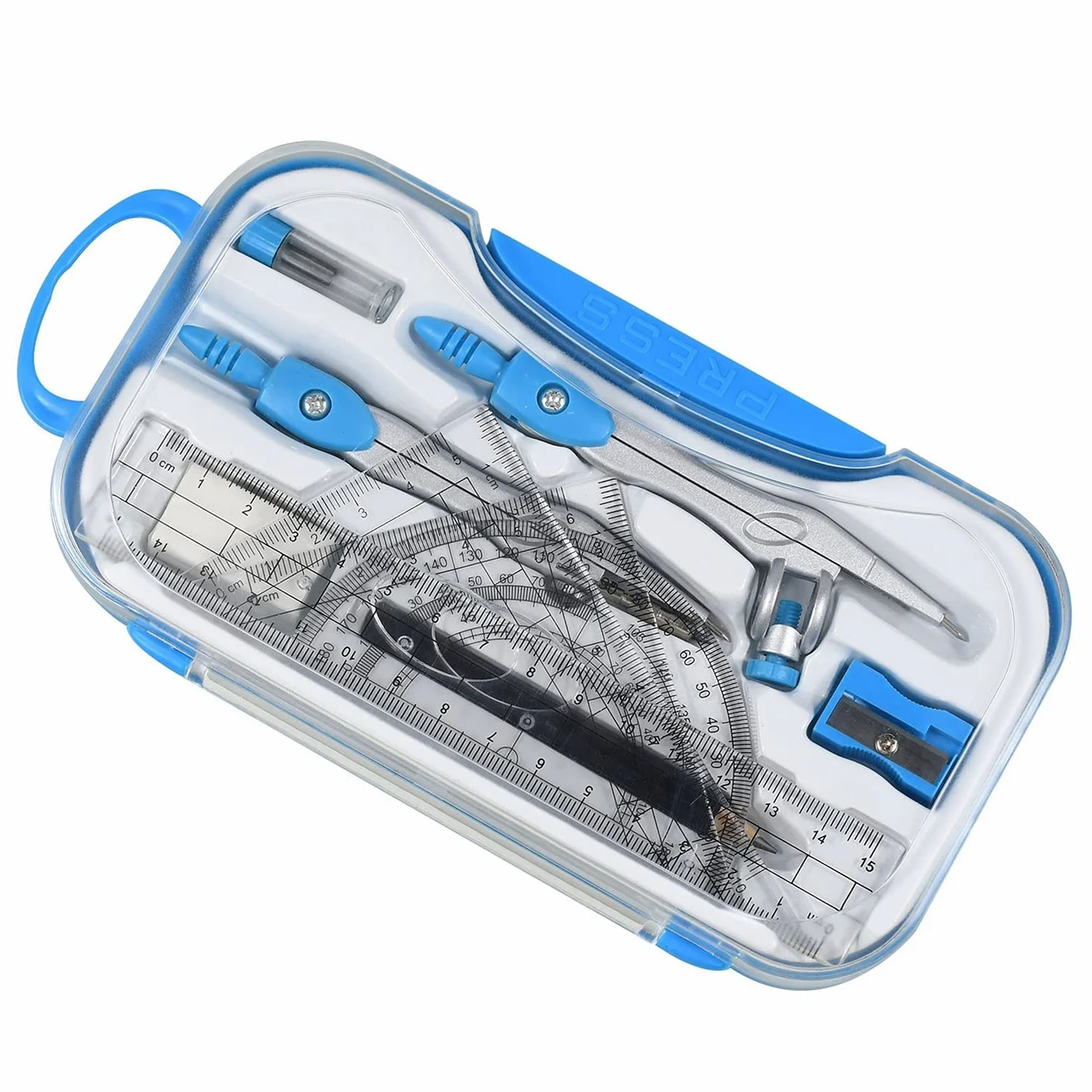 Compasso Kit Geometria Matematica - 10 Pezzi for Set Studente bussole Geometrico Set di Alta precisione Professionale Metal School Compass Set Set Compassi Tracciare (Color : Color Blue)